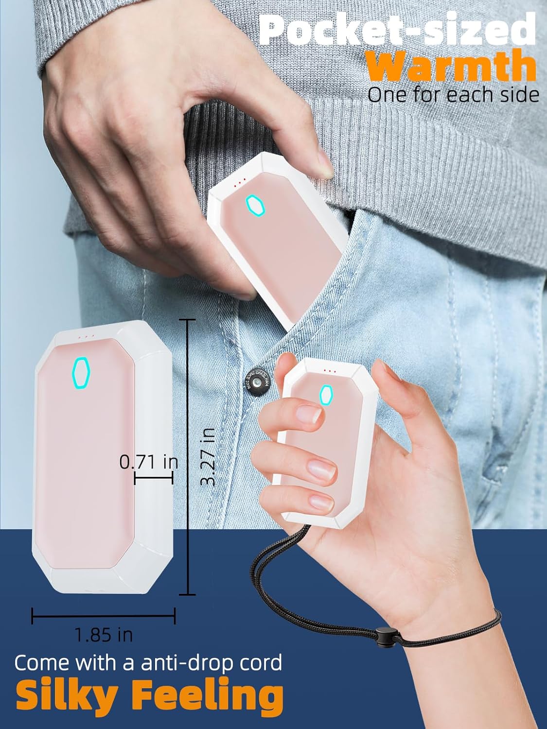 ITSHINY Handwärmer Elektrisch, Handwärmer Wiederverwendbar 2er Set, 3 Heizmodi, Handwärmer Wiederaufladbar USB Taschenwärmer für Männer Outdoor Camping und Jagd – Bild 5