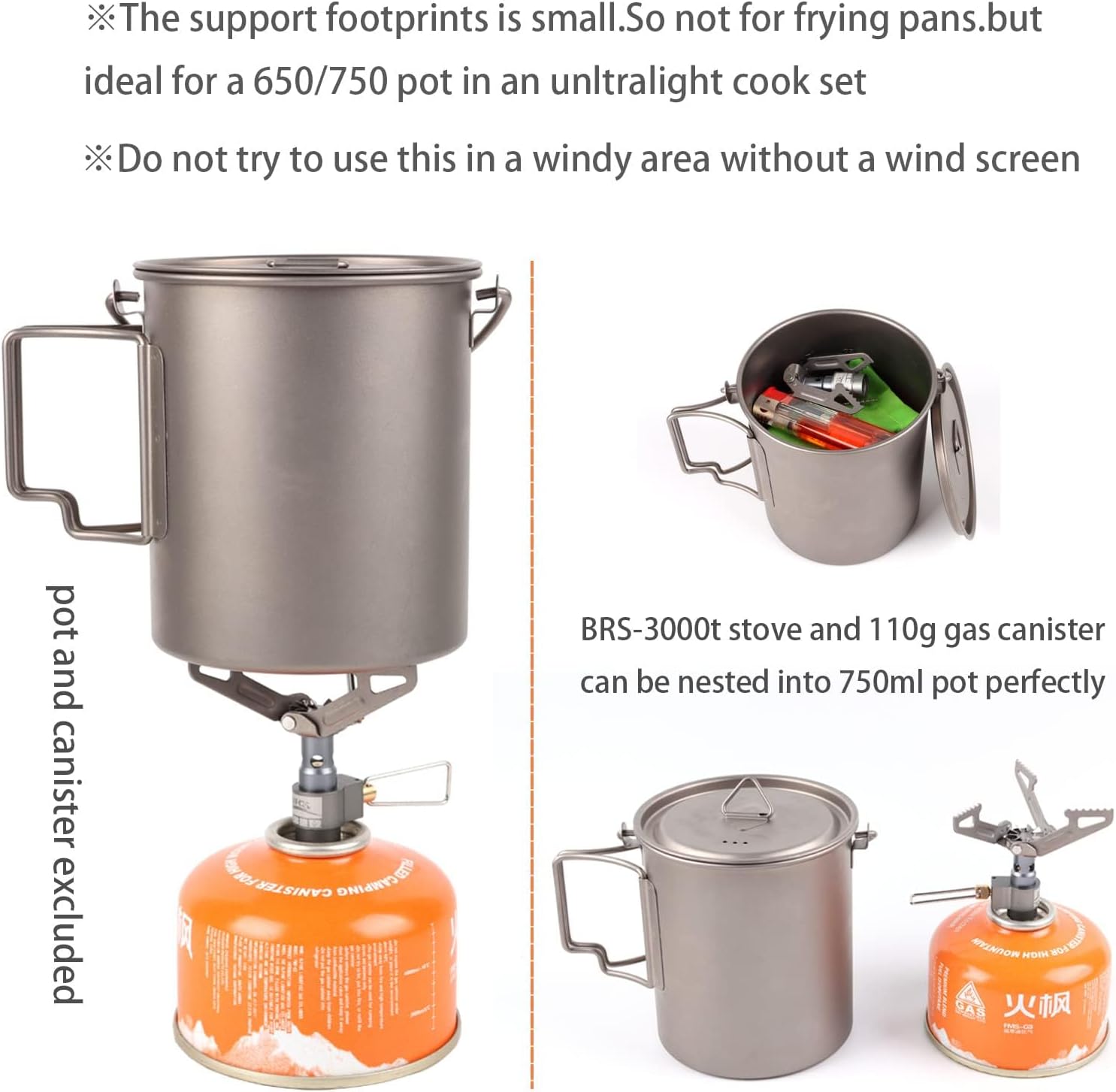 BRS BRS 3000T Tragbarer Titan-Gas-Campingkocher, ultraleichter Rucksack-Gaskocher mit 1 zusätzlichen Backup-O-Ring – Bild 6
