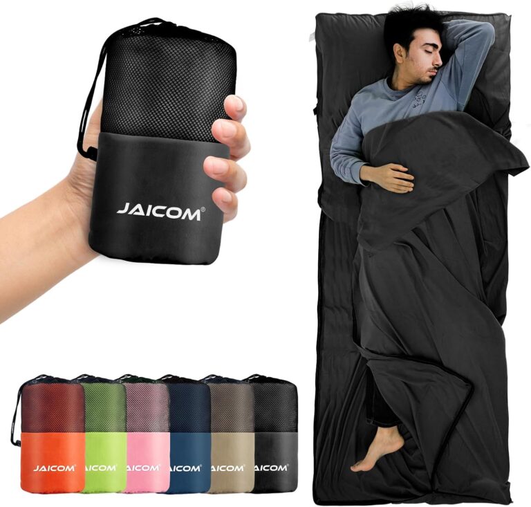 JAICOM Schlafsack, Ultraleichter Seidenschlafsack für Reisen, 2-in-1-Schlafsack, bequemer und weicher Schlafsack, kleines Packmaß, aus Mikrofaser, ideal für Rucksacktouren, Hotels