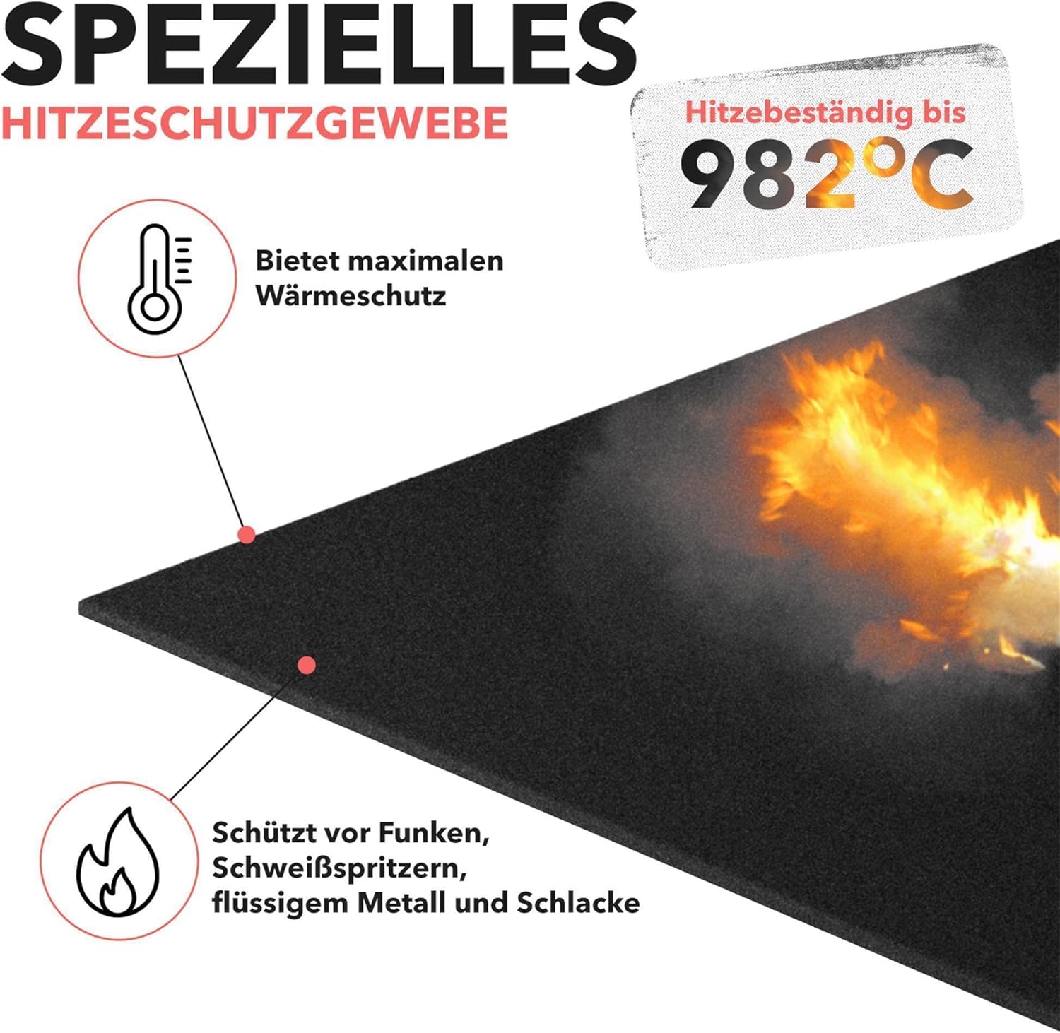 EVOCAMP Feuerfeste Unterlage, Hitzeschutzmatte, hitzebeständig bis 982 °C, Lötmatte als feuerfeste Matte für sicheren Brandschutz, Brandschutzmatte als ideale Brandschutzmatte (1 m x 1 m) – Bild 2