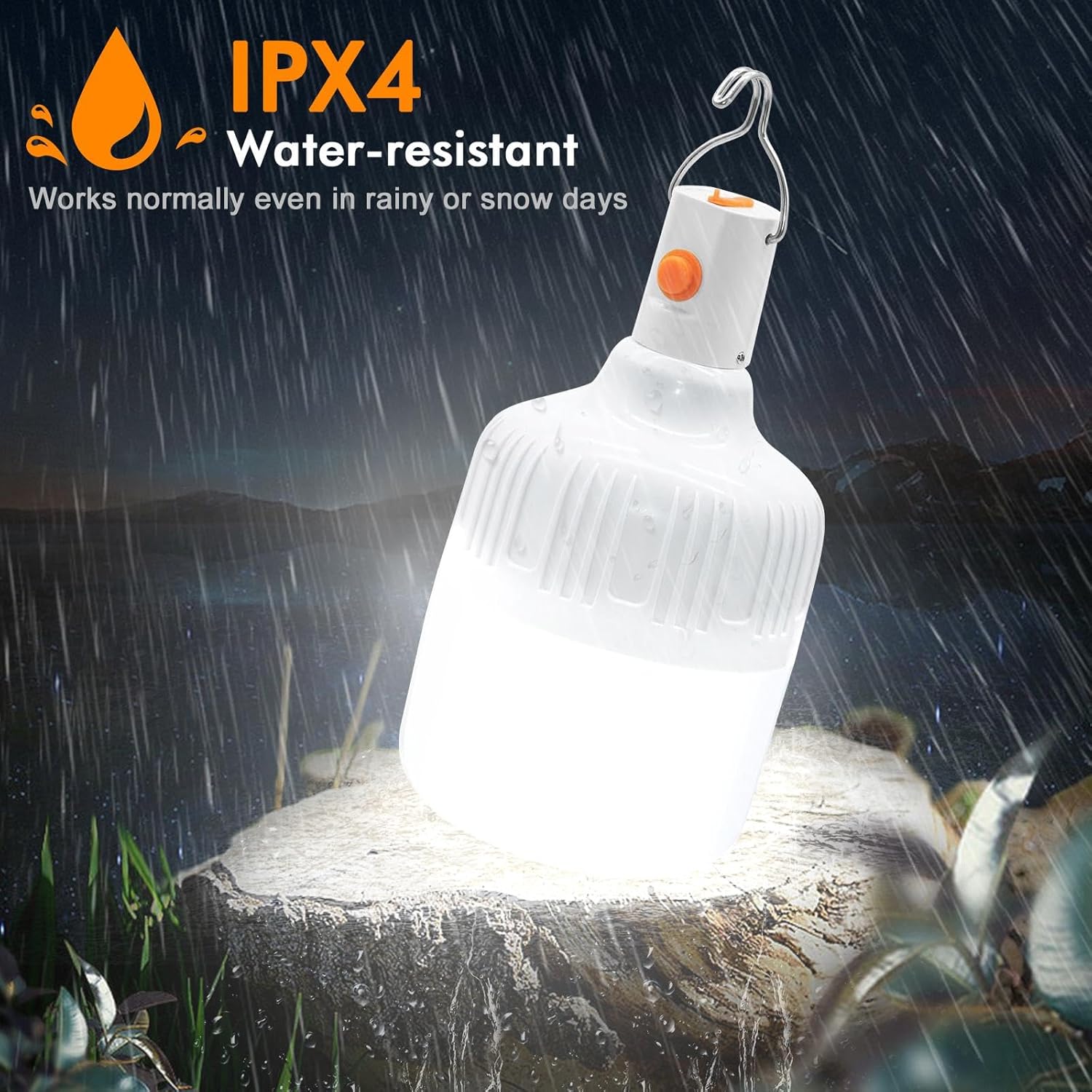 Ledeak 2 Stück LED-Campinglampe, wiederaufladbar, Zeltleuchte, Arbeitslampe mit Aufhängung und USB-Kabel, batteriebetrieben, wiederaufladbar, tragbar, 500 Lumen, Zeltleuchte für Camping, Terrasse, Garten, Grill – Bild 6