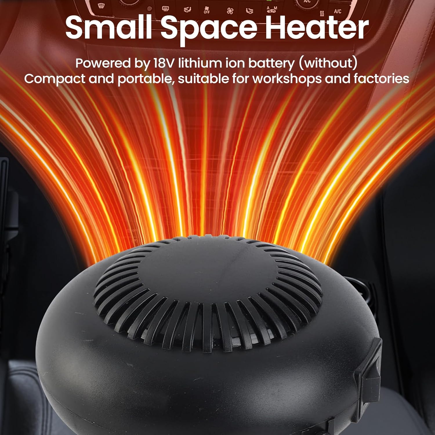 Autoheizung mit Akku, Mini-Zusatzheizung, Akku-Heizlüfter mit 2 Stufen (30-80°C), Kippschutz und USB-Anschluss, Schnellheizung, Enteiser, Autoscheibenheizung (2000 mAh Akku x 2) – Bild 4