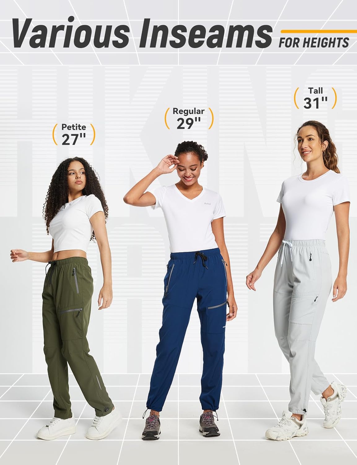 BALEAF Damen Outdoor-Wanderhose, wasserdichte, schnell trocknende, leichte Trekkinghose, Caprihose, UV-Schutz, UPF 50, Funktionshose mit Reißverschlusstasche – Bild 7