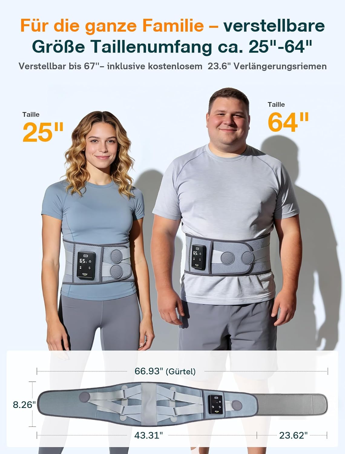 ALLJOY 170 cm Wärmegürtel Rückenheizkissen Kabelloses Massagegerät 5000 mAh Heizkissen mit automatischer Abschaltung Wärmekissen für Rücken mit 5 Massagemodi 3 Wärmestufen Geschenke für Männer Frauen – Bild 6