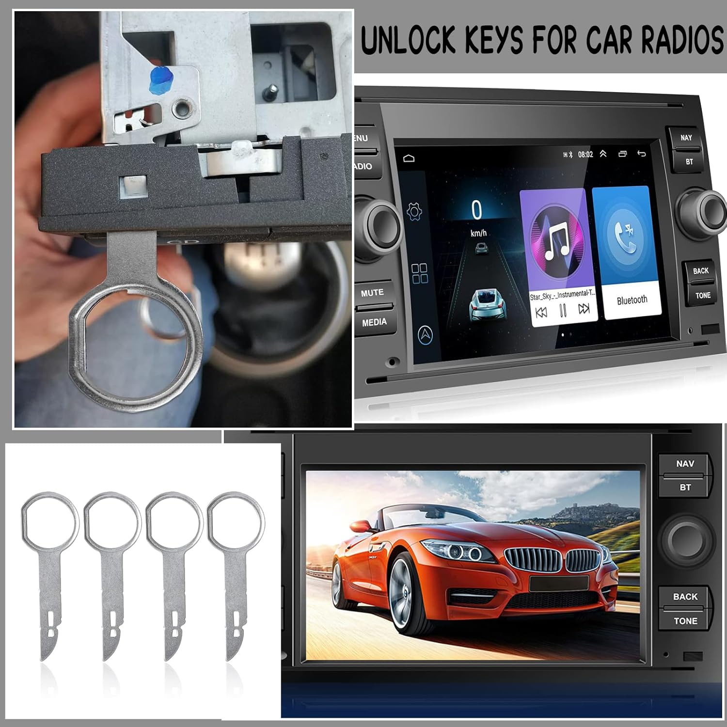 4er-Set Autoradio-Entfernungswerkzeug, Radio-Entriegelungswerkzeug, kompatibel mit VW Audi Ford Mercedes Radios – Bild 5