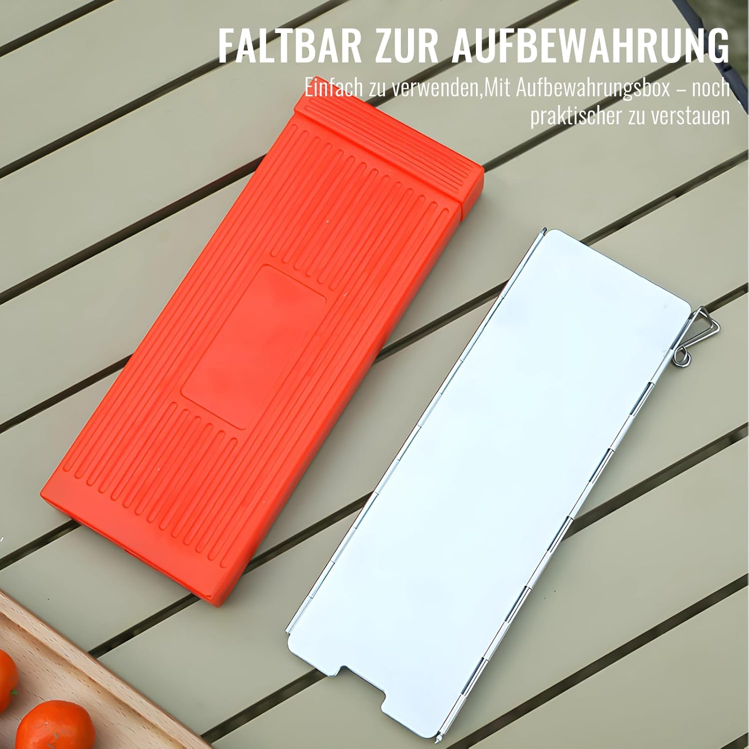 Windschutz Gaskocher, Campingkocher Windschutz, 12-teiliger faltbarer Windschutz Gaskocher, 1 m langer Metall-Windschutz für Campingkocher, Camping-Gaskocher Windschutz mit eleganter Verpackung – Bild 3