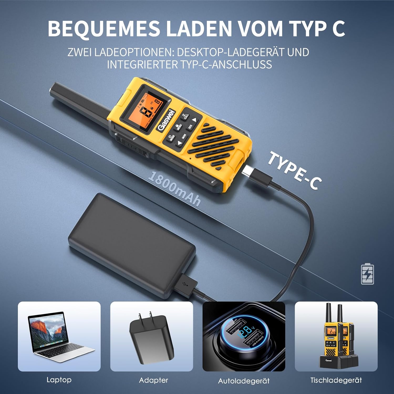 G1pro+ IP67 wasserdichte Walkie-Talkies mit großer Reichweite für Erwachsene, langlebiges Radio mit UKW-Radio, VOX, SOS-Alarm, USB-C-Aufladung für Baustelle, Reisen, Outdoor-Abenteuer, Camping – Bild 6
