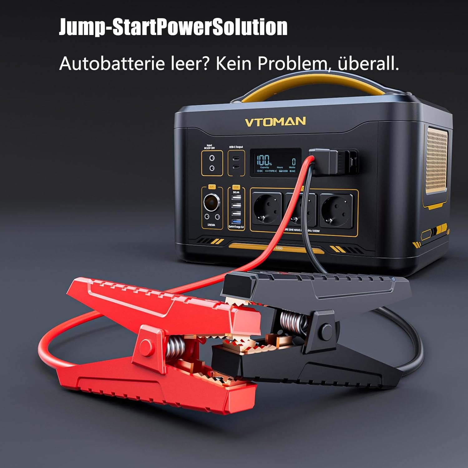 VTOMAN Jump 2200 Tragbares Kraftwerk mit Überbrückungskabel – 1548 Wh/2200 W (Spitze 4400 W) LiFePO4-Akku mit erweiterbarer Kapazität auf 3096 Wh für die sichere Rettung von Fahrzeugen im Notfall – Bild 4