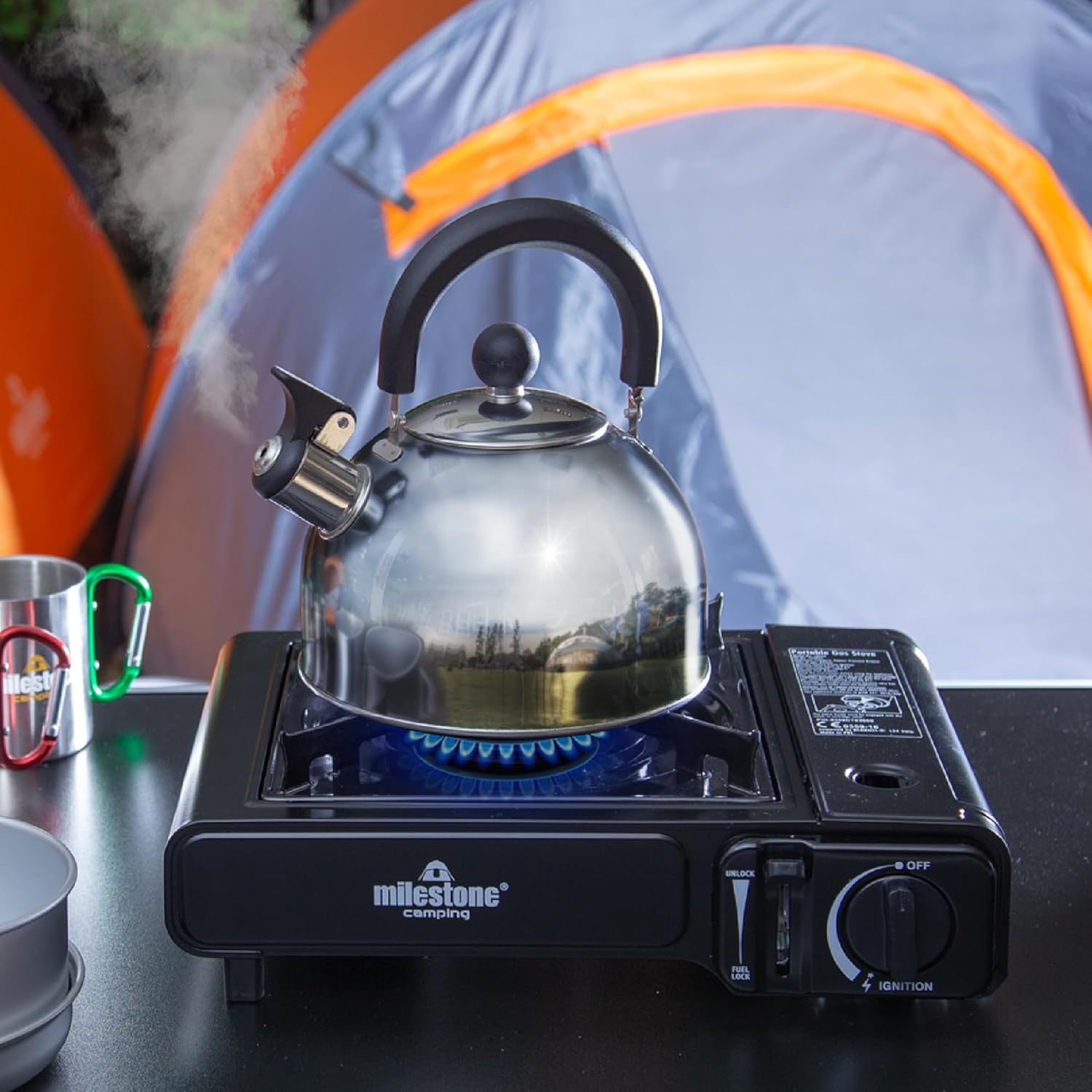 Milestone Camping Pfeifkessel Teekanne Kaffeekanne Indoor Outdoor Camping Wandern Picknick – Bild 8