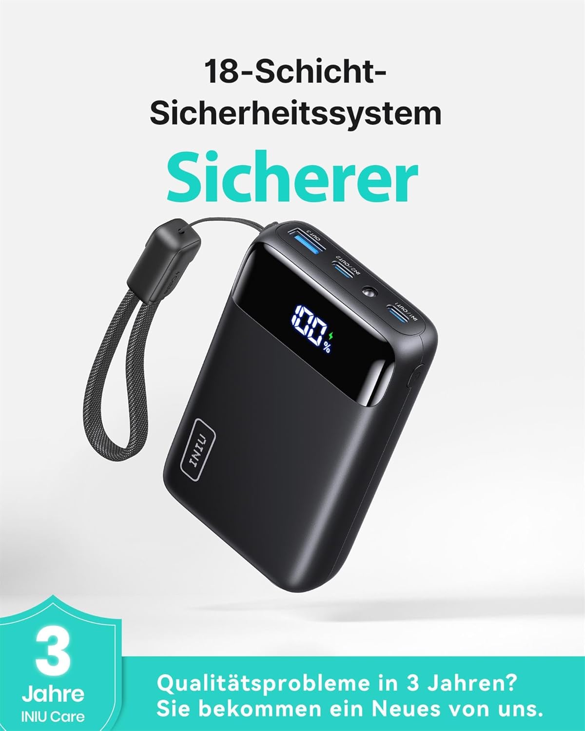 INIU Power Bank, ultrakleine 20000 mAh 22,5 W Schnelllade-Powerbank, USB-C Ein- und Ausgang, externe Handy-Akkus, kleiner, aber starker Akku zum Aufladen von Telefonen, iPad, Reisen und Camping – Bild 7
