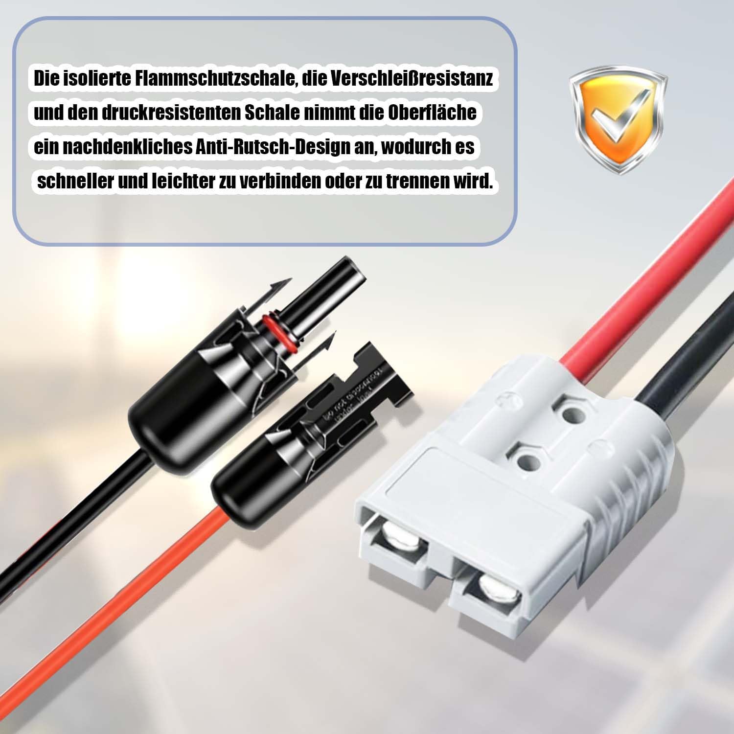 60 cm Solarstecker auf 50 A Anderson-Anschlusskabel, 10 AWG-Stecker für Solarmodulkabel, Solarpanel-Kabelsatz, Solarpanel-Verlängerungskabel für tragbare Generatoren, Energiespeicher, Wohnmobil – Bild 6