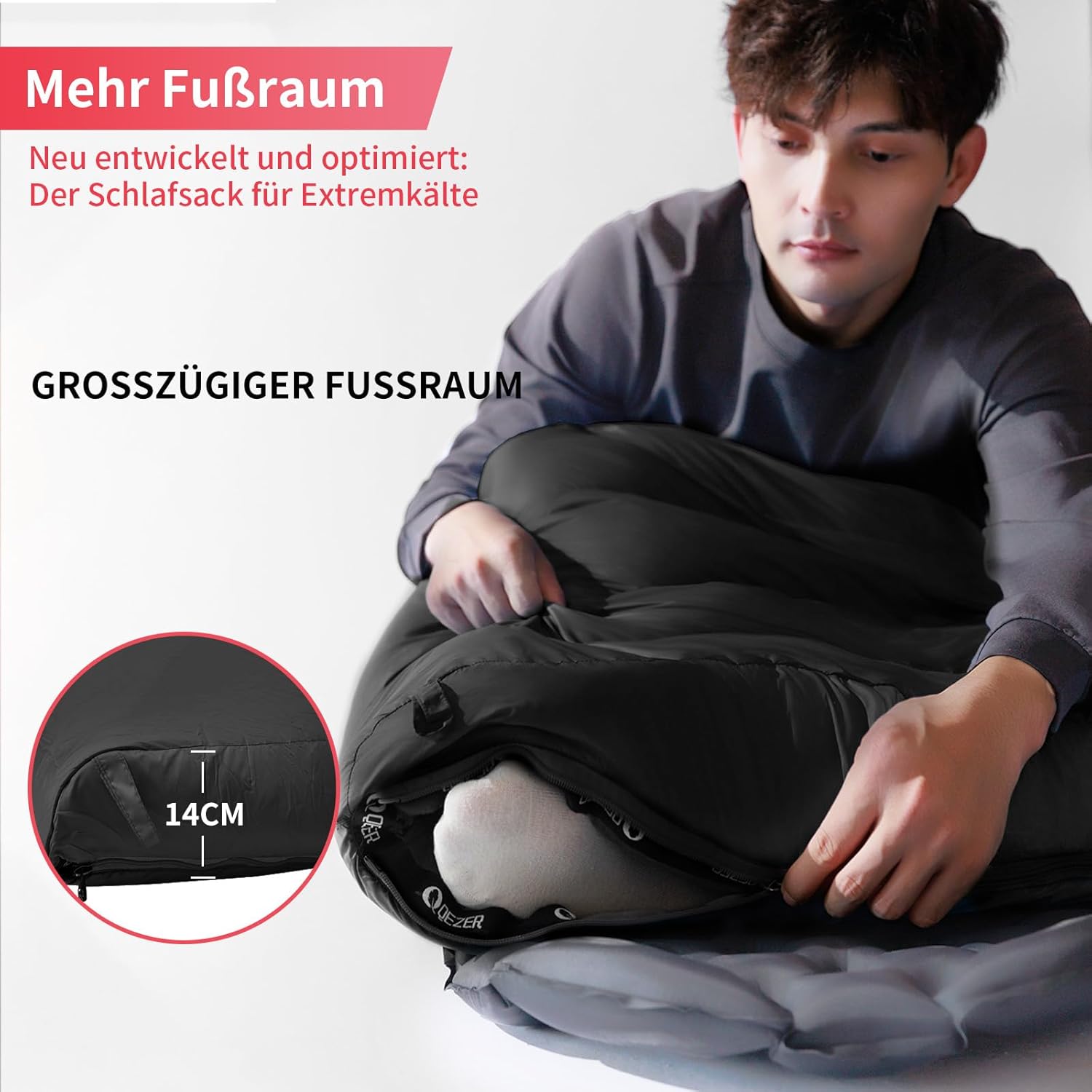 Daunenschlafsack, 4-Jahreszeiten-Schlafsack, Winterschlafsack -3°C bis -20°C Geeignet für Camping, Wandern und Outdoor-Camping für Erwachsene und Kinder – Bild 4