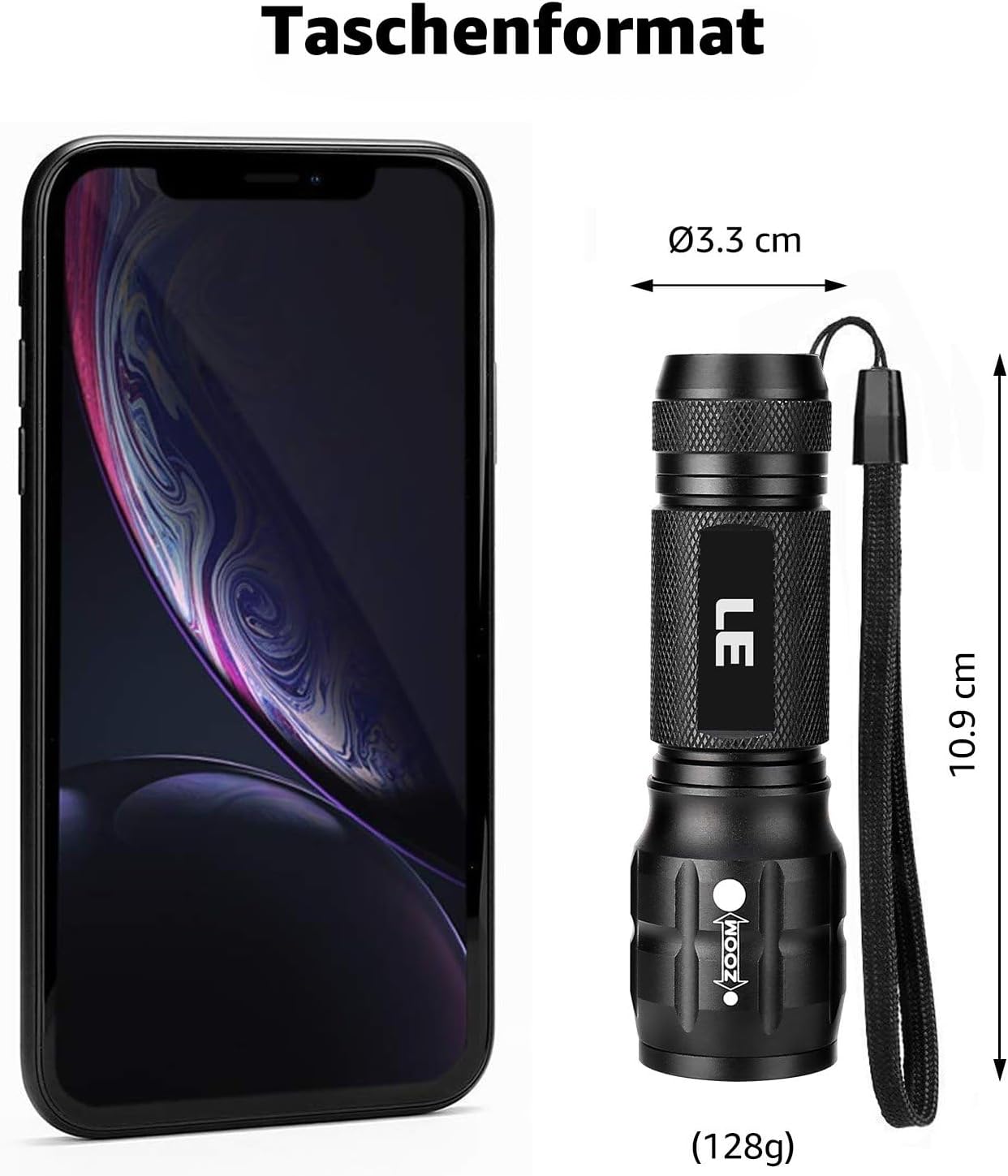 LE LED Taschenlampe klein, LE1000 Extrem helle zoombare Mini-Taschenlampen batteriebetrieben für Kinder, tragbare, wasserdichte Taschenlampe, Taschenlampe für Camping, Outdoor, Wandern, Notfälle – Bild 4