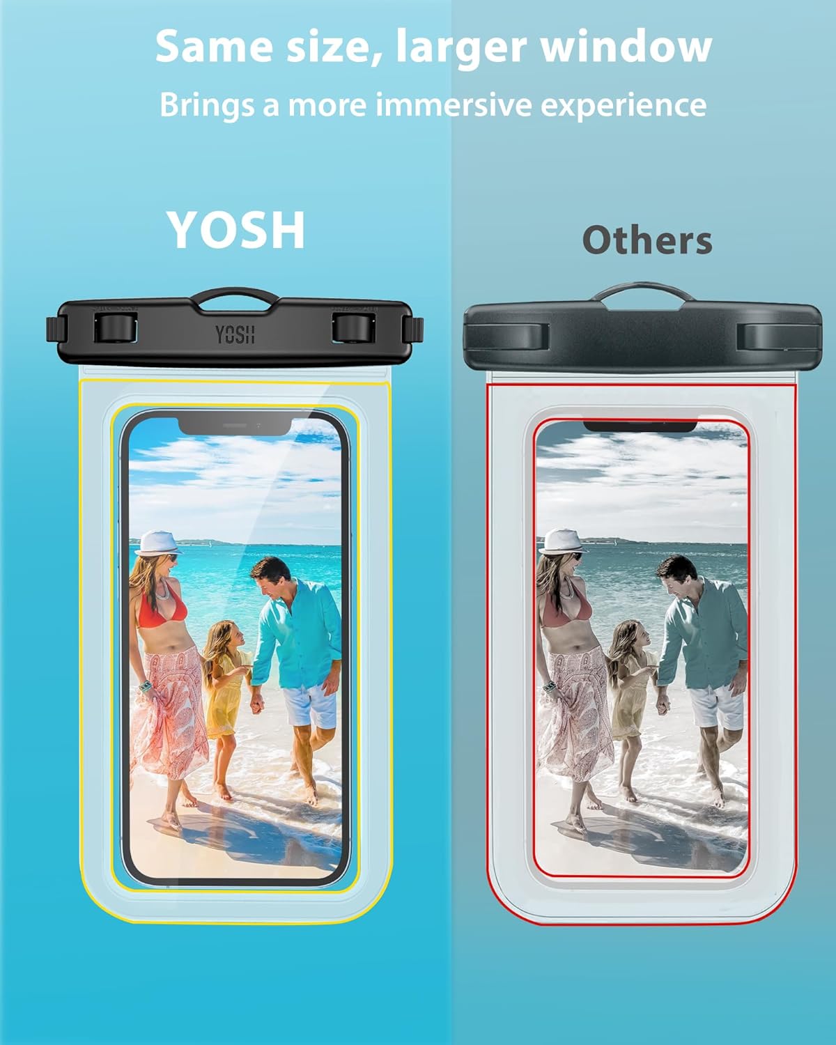 YOSH wasserdichte Handyhülle 7,0 Zoll Handy Wasser Schutzhülle zum Schwimmen, Baden und Kochen, IPX8 wasserdichte Handyhülle kompatibel mit iPhone 12 11 Pro XS Max XR X Samsung S8, 2 Stück – Bild 5