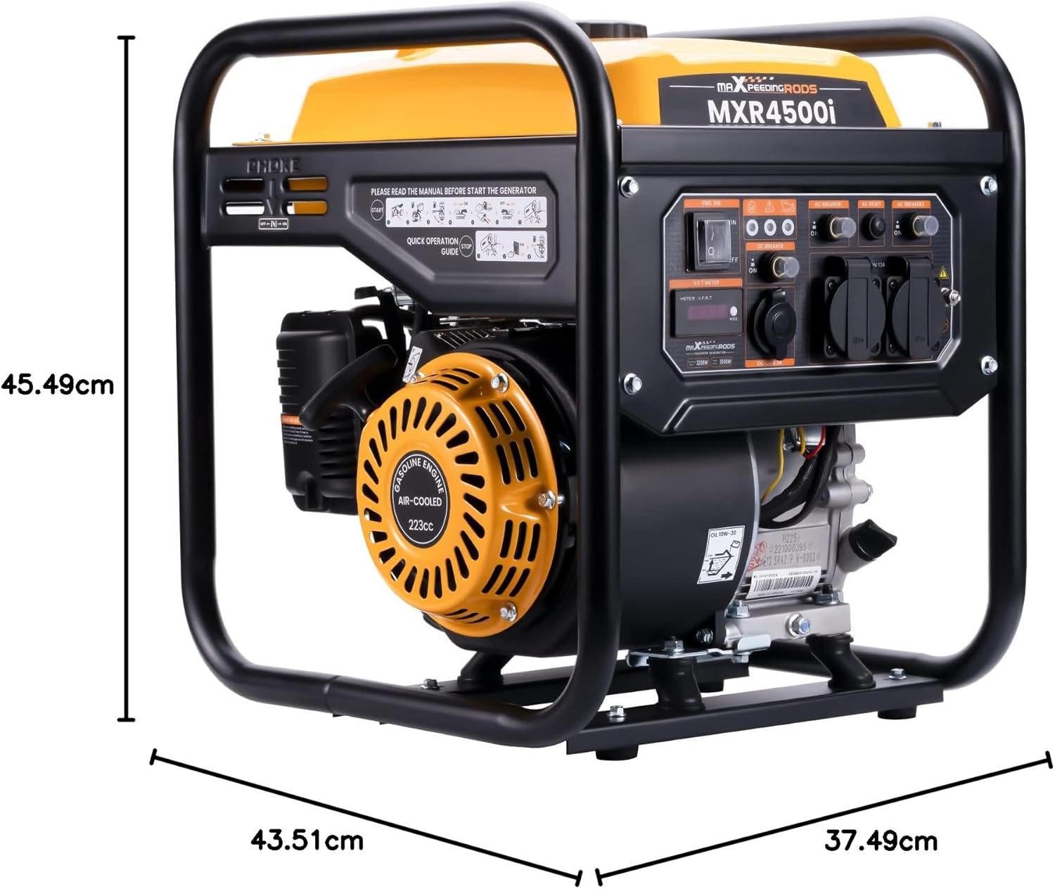 maXpeedingrods 3500W Inverter Stromerzeuger Benzin mit Zwei 230V Steckdosen, Offener Inverter Generator als Notstromaggregat Hausversorgung für Garage, Werkstatt, Baustelle – Bild 7