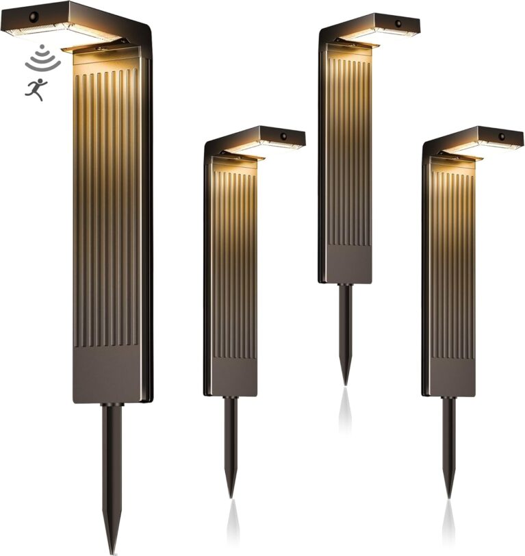 Solarleuchten für den Außenbereich, 400 LM Garten-Solarleuchten mit Bewegungsmelder, 2-Phasen-Farbwechsel (3000 K/6500 K) LED, IP65 wasserdicht für Hof, Auffahrt & Wege