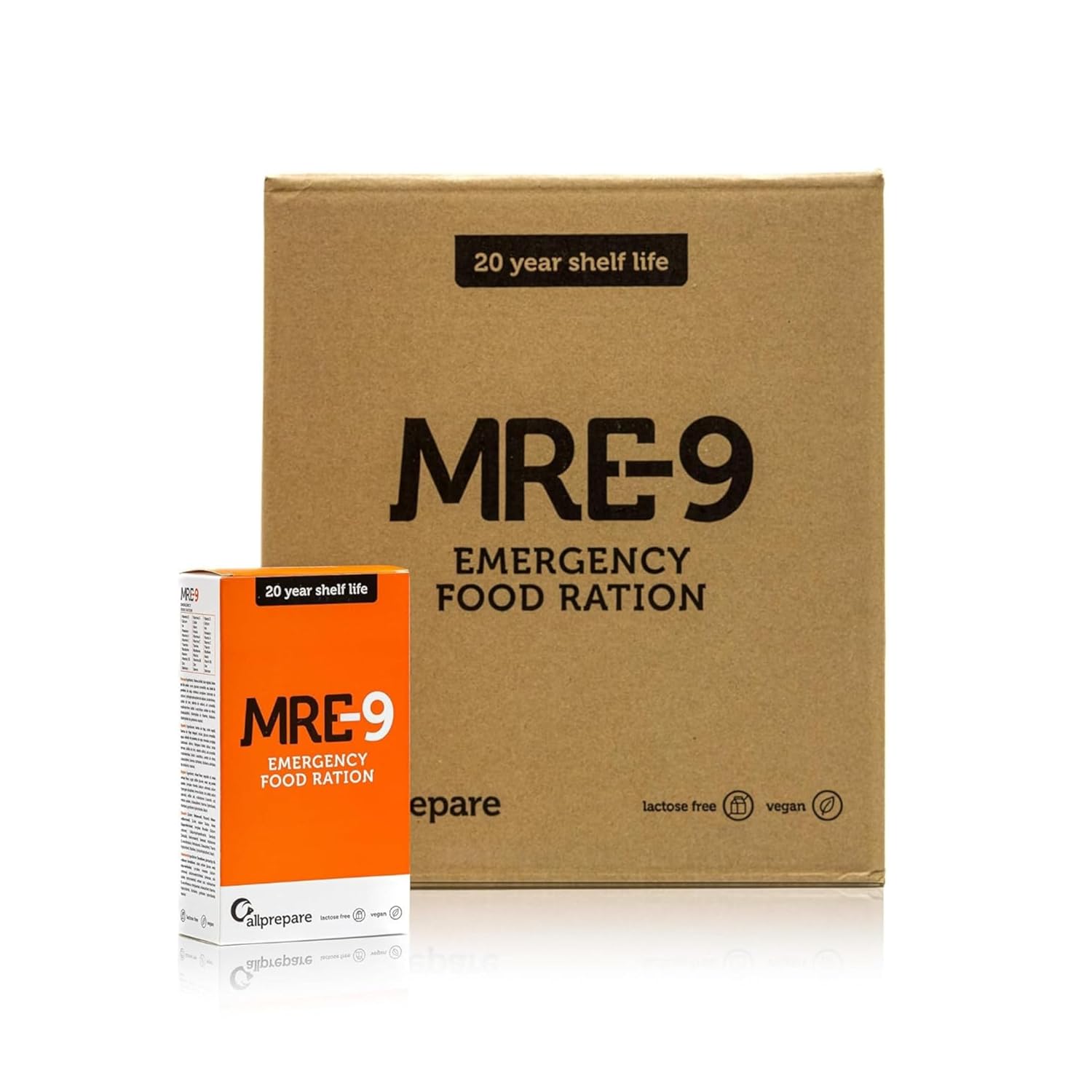 MRE-9 Notfallration, 24 Tage Notfallnahrung, 20 Jahre Haltbarkeit, 24 x 500 g Notfallnahrung, 2400 kcal pro Tag, zusätzliche Vitamine
