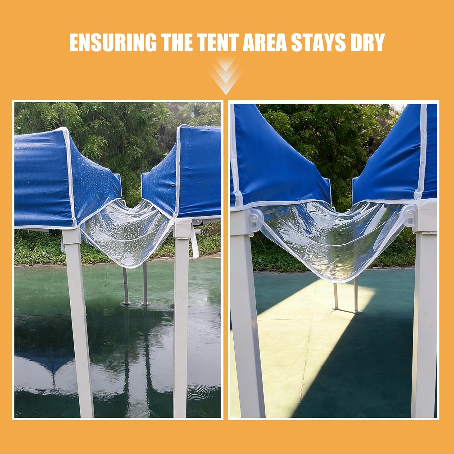 Regenrinne für Pop-up-Zelte, 4,5 m, wasserdichte Entwässerungsrinne mit Riemen, Zubehör für Outdoor-Zelte, schnelle Montage und nahtlose Verbindung – Bild 3