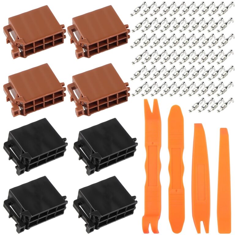 8 x 8-polige Autoradio-Steckerklemmen mit 64 ISO-Steckerstiften, 4 Türverkleidungswerkzeug, Lautsprecherstecker, Autoradio-Zubehör, Radio-Adapter, Universal-Gehäuse-Montageset