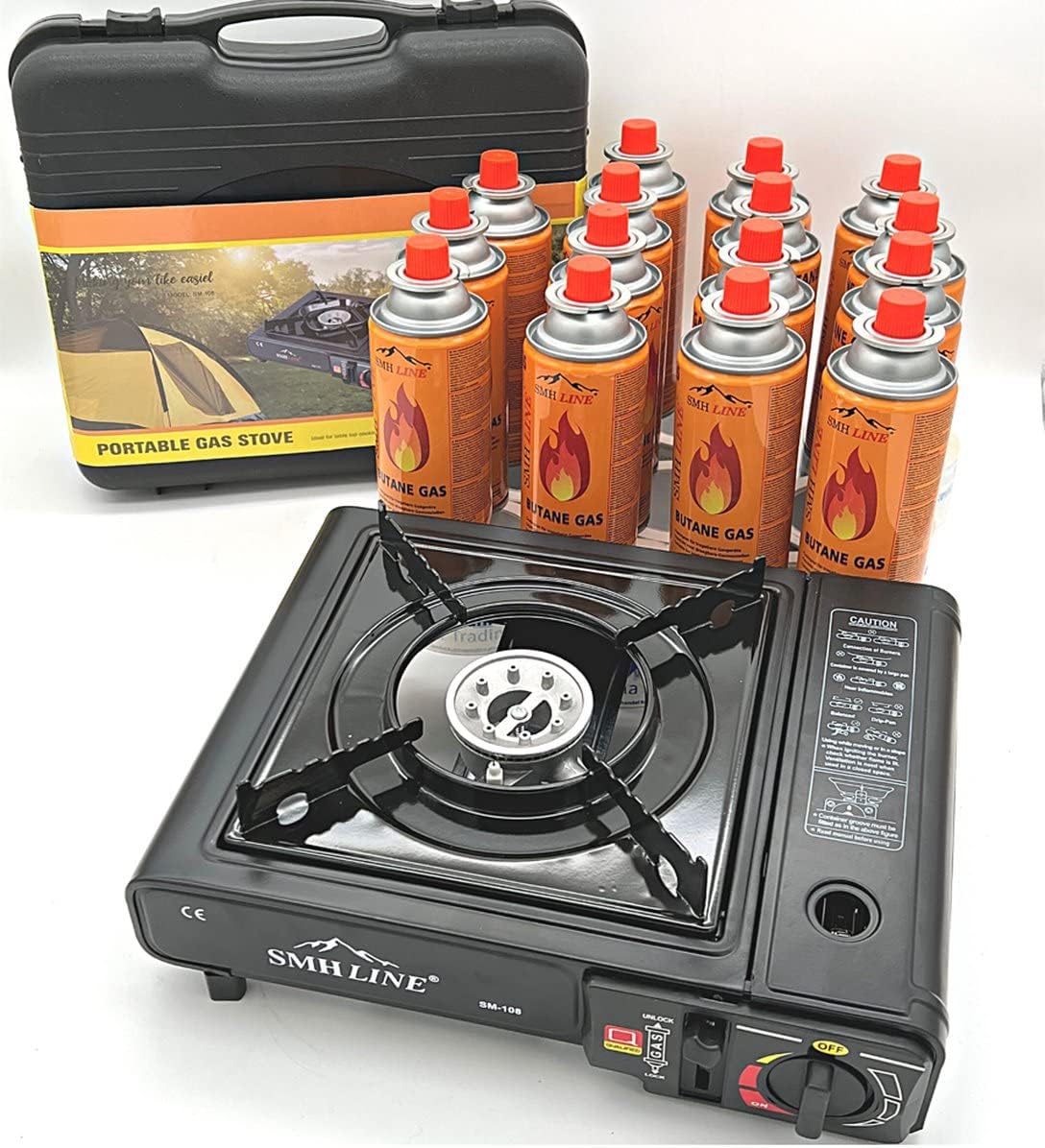 TW24 Camping Gaskocher mit Grillplatte inkl. 4 Gaskartuschen, Gaskocher, Campingkocher, Campinggrill – Bild 6