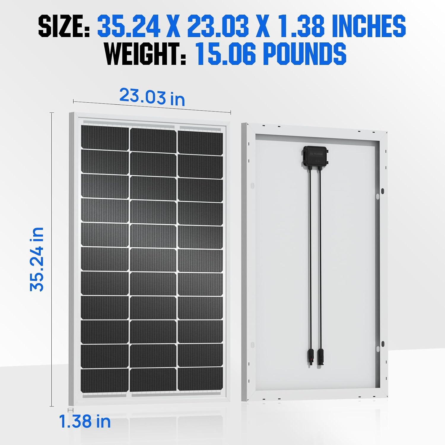 ECO-WORTHY 100W Solarpanel Monokristallin, 12V Solarmodul mit Aluminiumrahmen, geeignet für 12V Batterien Boot, Wohnmobil, Gartenhaus, Haus – Bild 5