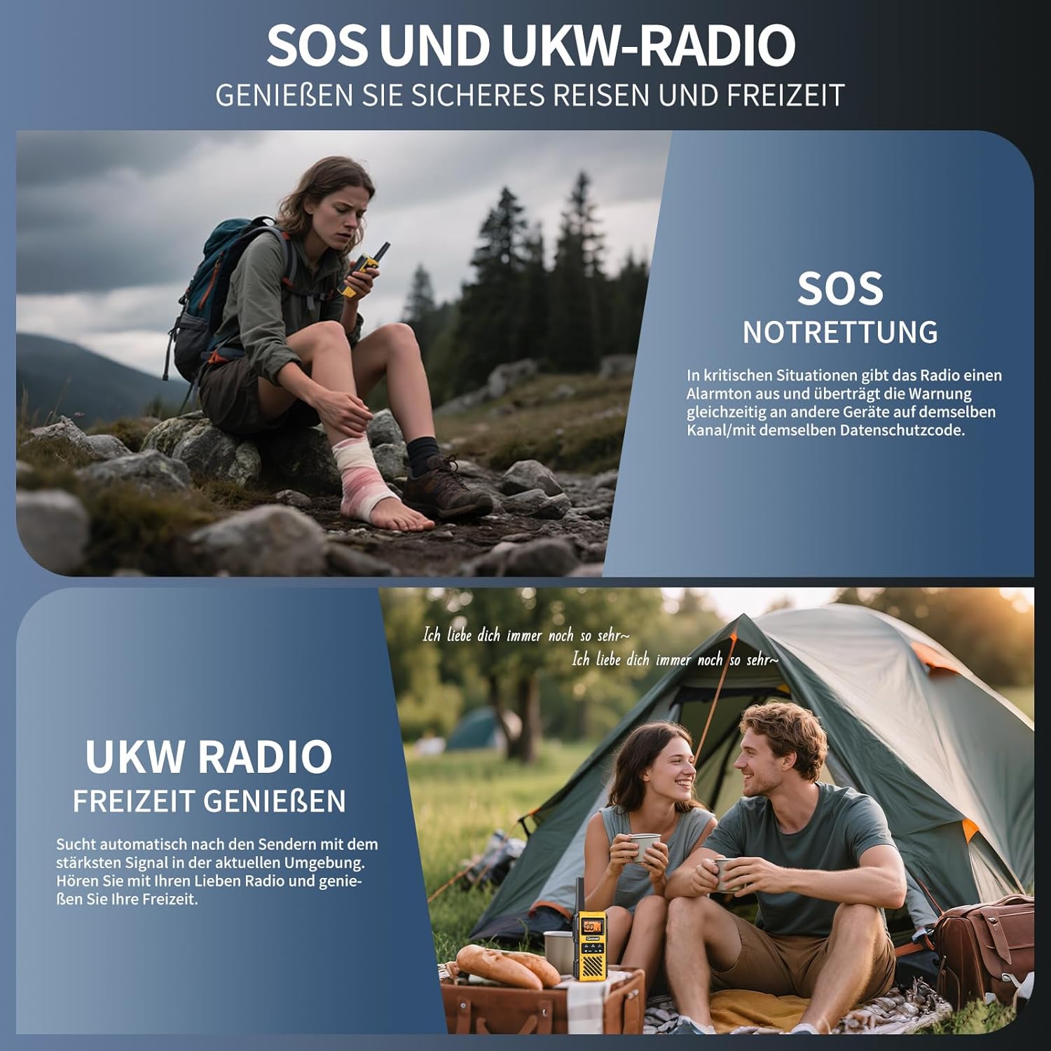 G1pro+ IP67 wasserdichte Walkie-Talkies mit großer Reichweite für Erwachsene, langlebiges Radio mit UKW-Radio, VOX, SOS-Alarm, USB-C-Aufladung für Baustelle, Reisen, Outdoor-Abenteuer, Camping – Bild 7