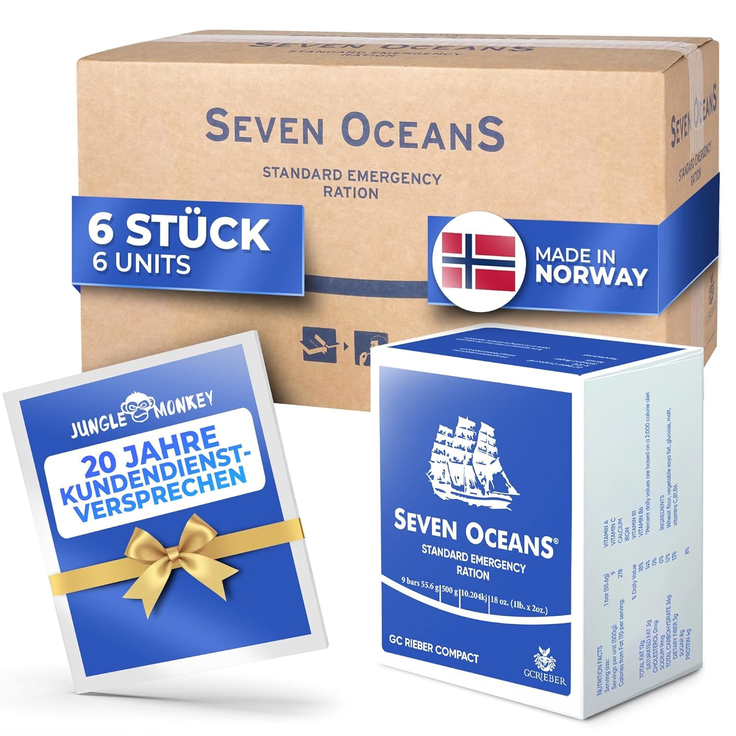 Seven Oceans – Das Original – Notfallfutter (6 x 500 g) Extrem langlebiger Notfallvorrat (3 kg) zur Krisenprävention I Energiereiche Outdoor-Notration I Prepper-Notfutter