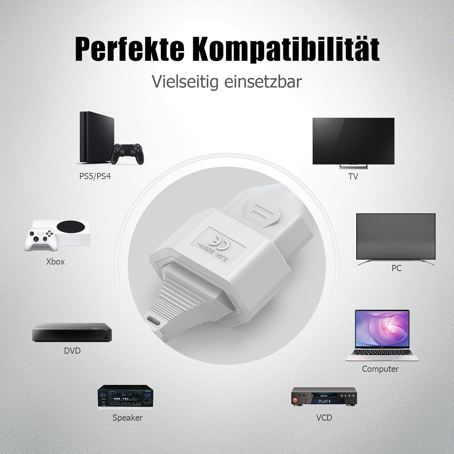 Stromkabel Verlängerungskabel, Ancable 3M Verlängerungskabel flach, VDE-zertifiziert, Euro-Stecker Typ C auf Euro-Buchse, Verlängerungskabel Netzkabel für TV, Monitor, Haushaltsgeräte, Weiß – Bild 5