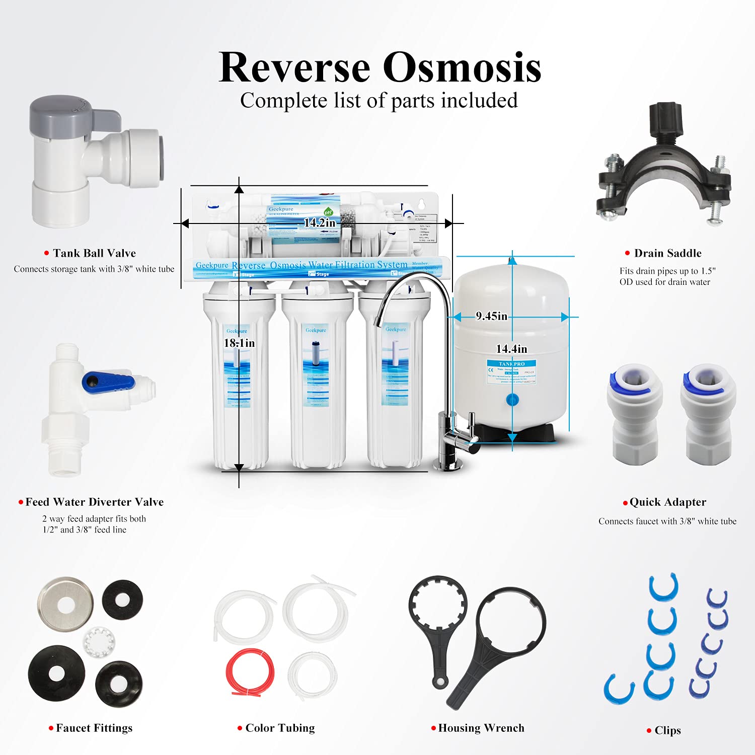 Geekpure 6-stufiges Umkehrosmose-Trinkwasserfiltersystem mit alkalischem pH + Remineralisierungsfilter -75GPD – Bild 8