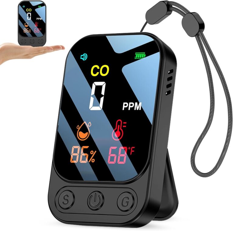 YOJOCK Kohlenmonoxidmelder, 120 Std. Standby-Zeit, tragbarer CO Melder, aufladbarer 3-in-1 CO Detektor, CO-Warner für Haushalt, Wohnmobil, Camping (Schwarz)