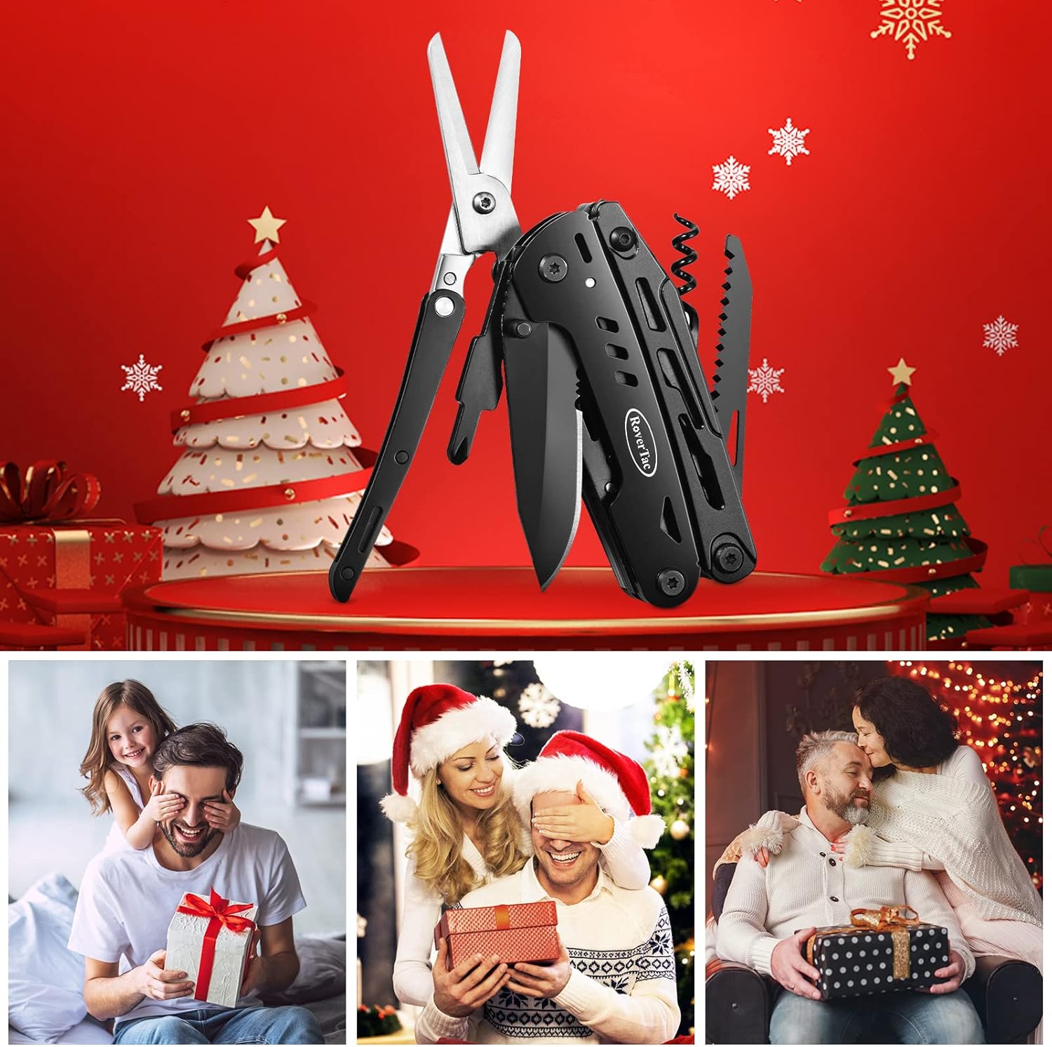 RoverTac Multitool-Taschenmesser, Werkzeuggeschenke: Multifunktionswerkzeug, Campingzubehör, 18-in-1-Multitools, Klappmesser, Zange, Schere, Säge, Korkenzieher, Flaschenöffner, 9er-Pack mit Nylonscheide – Bild 4