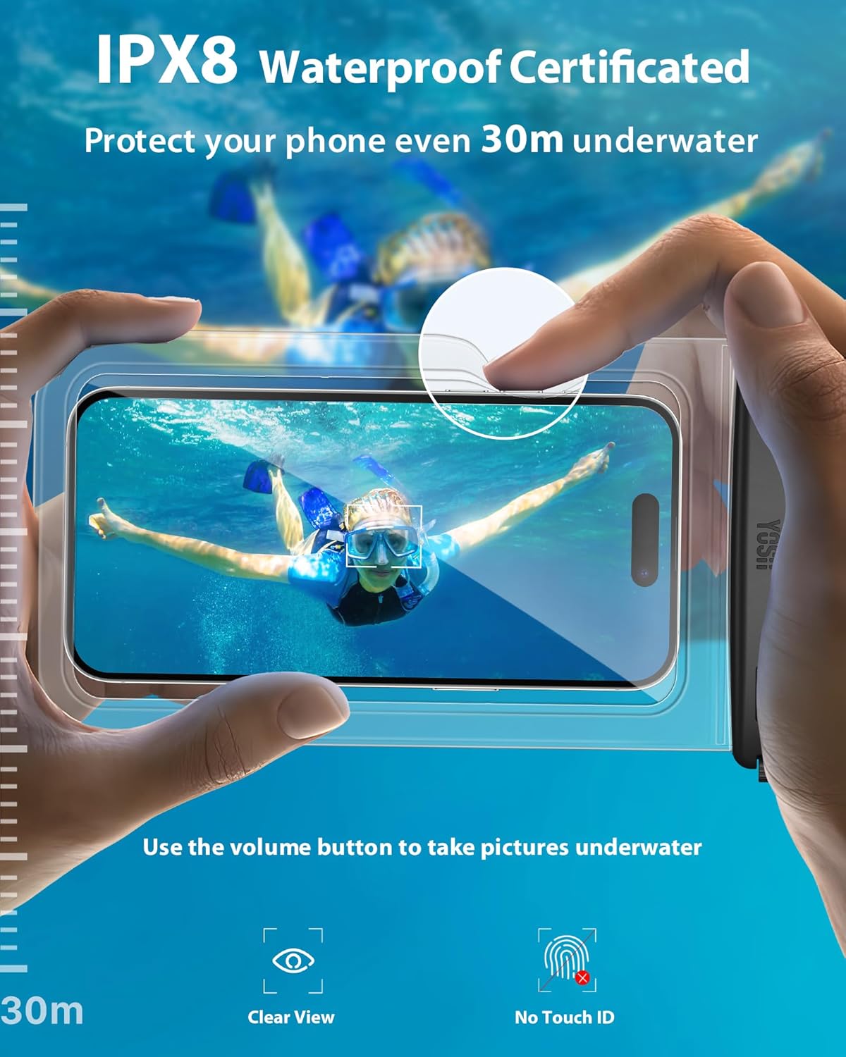 YOSH wasserdichte Handyhülle 7,0 Zoll Handy Wasser Schutzhülle zum Schwimmen, Baden und Kochen, IPX8 wasserdichte Handyhülle kompatibel mit iPhone 12 11 Pro XS Max XR X Samsung S8, 2 Stück – Bild 3