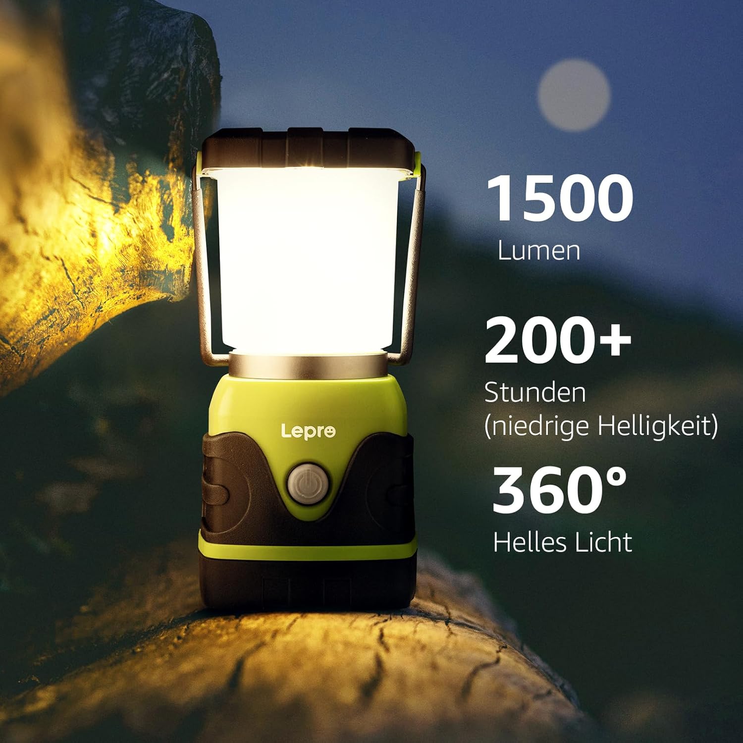 Lepro LED-Campinglampe, batteriebetrieben, ultrahell, 1500 Lumen, 4 Modi und dimmbares Campinglicht, Notlicht für Stromausfälle, Wandern, Notfall, Ausfälle und so weiter – Bild 2