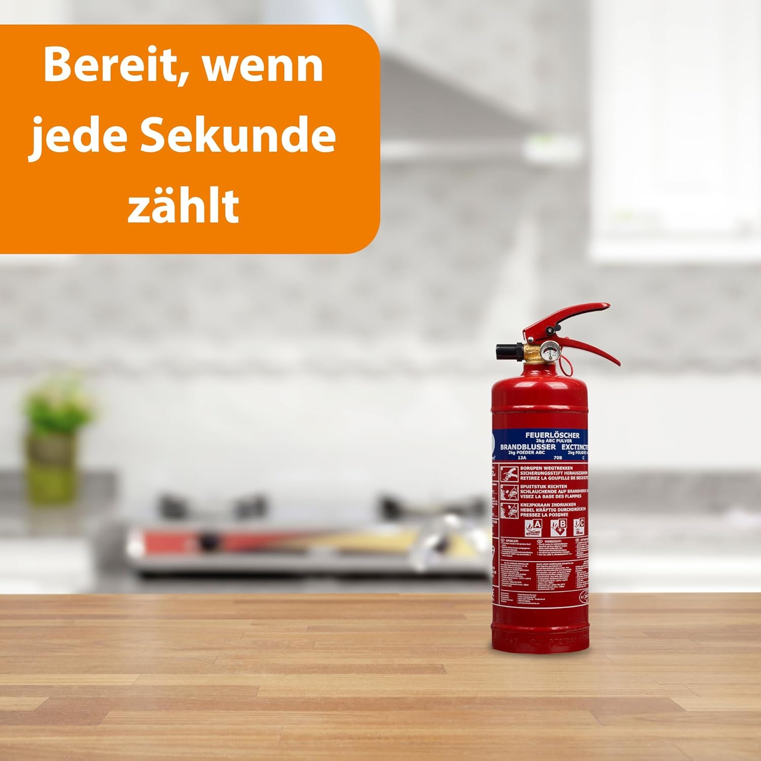 Smartwares Pulverlöscher – 2 kg – für ABC-Brände – mit Halterung – FEX-15127 – Bild 2