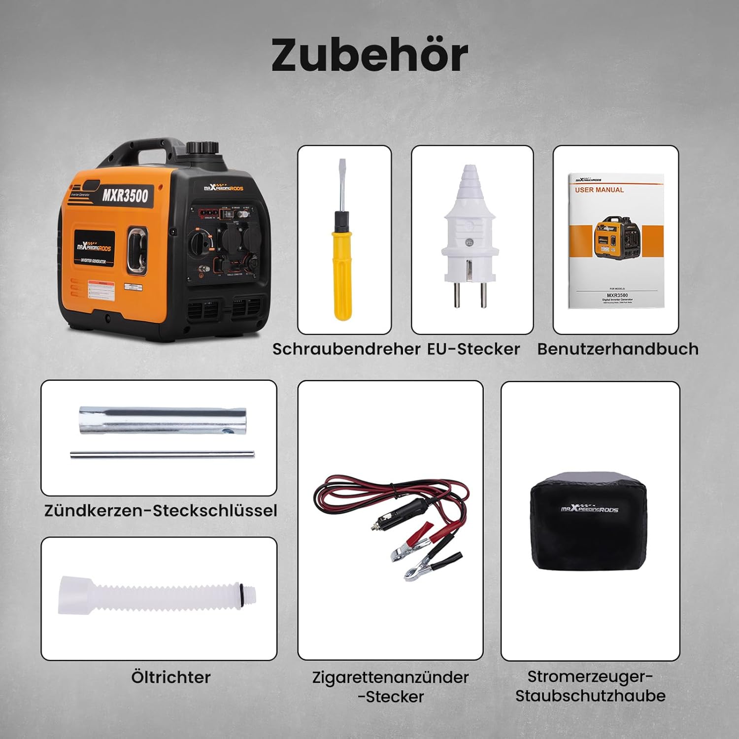 maXpeedingrods Inverter Stromerzeuger 3300W Stromerzeuger Benzin Super Leise 4-Takt mit USB und 230V Steckdosen Leichtgewichtig als Notstromgenerator Backup-Stromausfälle für Camping Wohnwagen Garage Baustelle – Bild 8