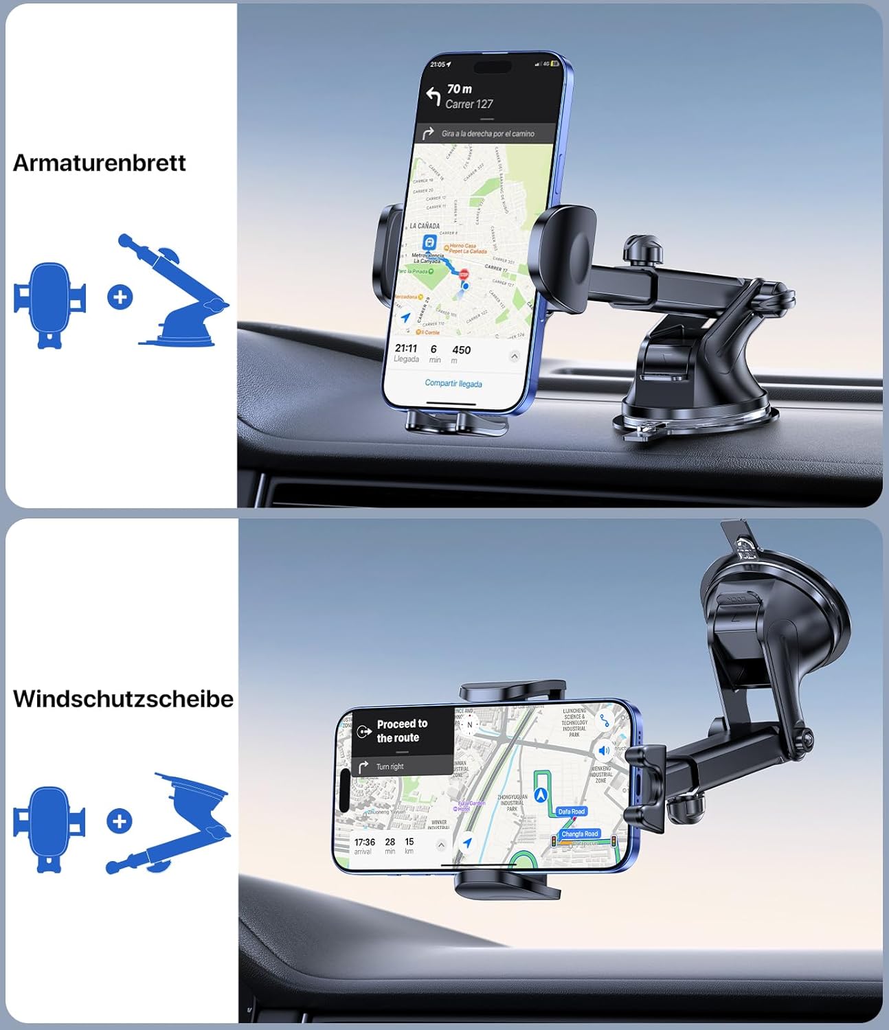 Miracase Handyhalterung Auto (starker Saugnapf), Handyhalterung fürs Auto, 360° drehbar, Armaturenbrett, Windschutzscheibe, Auto-Handyhalterungs-Kits für iPhone, Galaxy, alle Smartphones – Bild 6