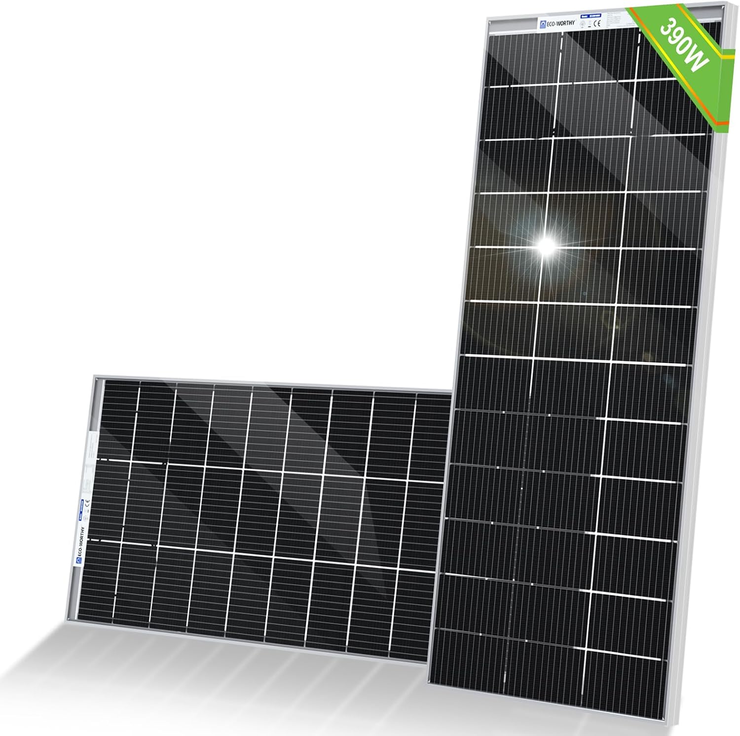 ECO-WORTHY 390 W 12 V bifaziales Solarpanel, 2 Stück, 195 W monokristallines Solarpanel, ideal zum Laden von 12 V-Batterien, für Wohnmobil, Garten, Wohnmobil, Boot und Dach des Hauses