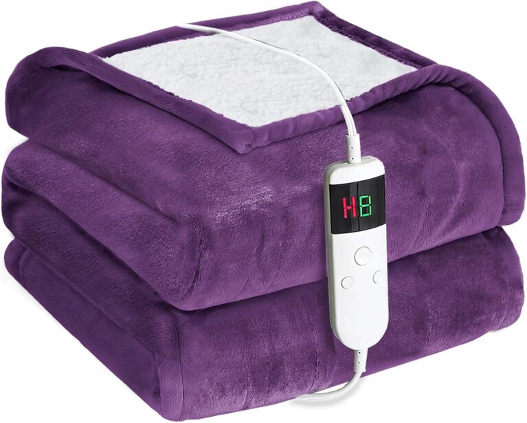 Heizdecke mit automatischer Abschaltung, 130 x 180 cm, 10 Heizstufen & 8-Stunden-Timer, Überhitzungsschutz, maschinenwaschbar, Flanell-Thermodecke elektrisch für Bett, Sofa und Heimbüro