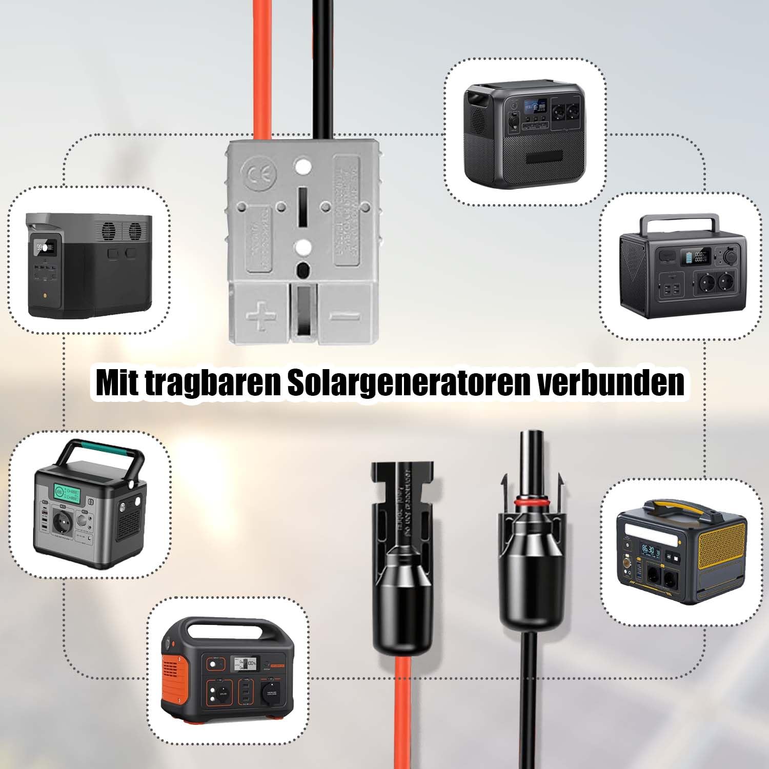 60 cm Solarstecker auf 50 A Anderson-Anschlusskabel, 10 AWG-Stecker für Solarmodulkabel, Solarpanel-Kabelsatz, Solarpanel-Verlängerungskabel für tragbare Generatoren, Energiespeicher, Wohnmobil – Bild 7