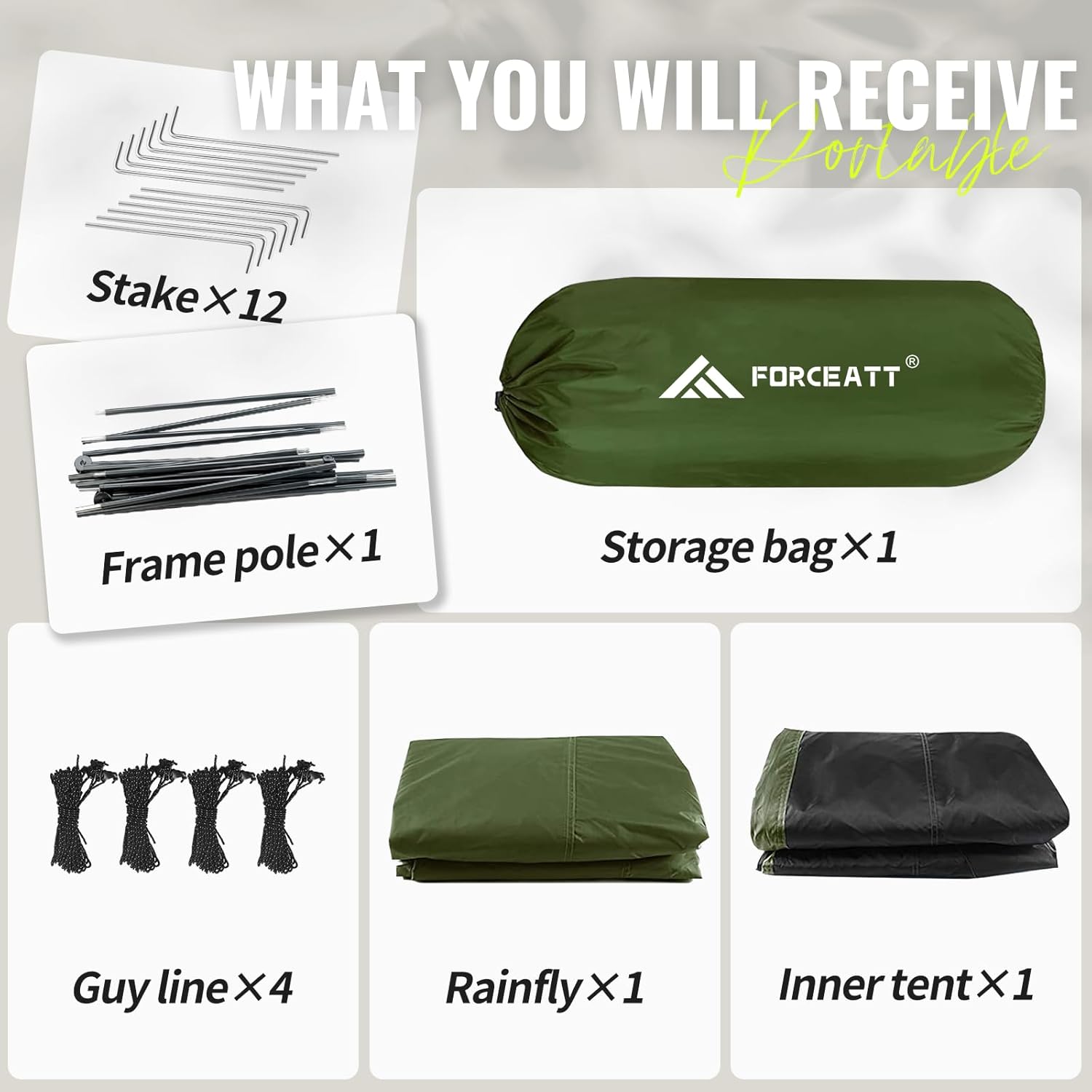 Forceatt Zelt 2–3 Personen Campingzelt, 2 Türen wasserdicht und winddicht, 3–4 Jahreszeiten, ultraleichtes Rucksackzelt für Trekking, Camping, Outdoor. – Bild 4
