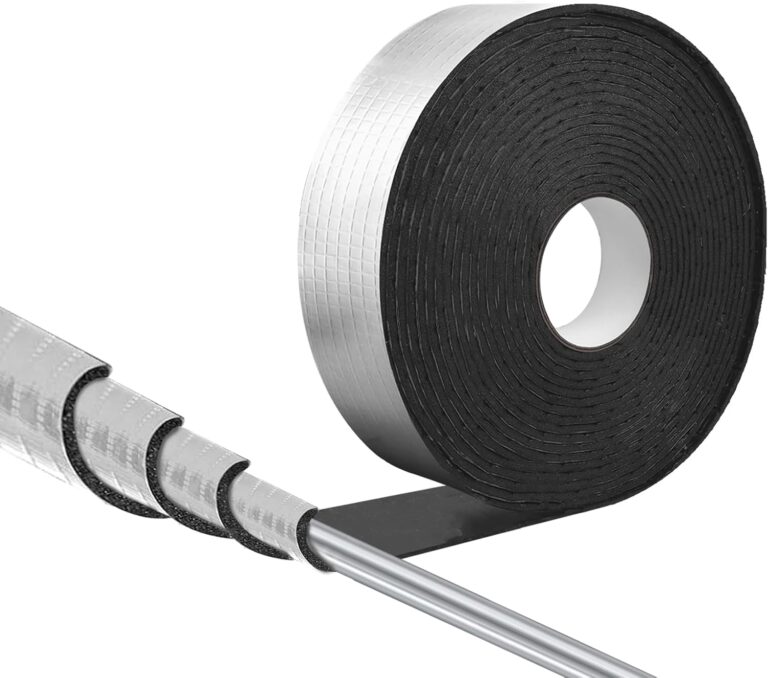 Dämmkanal, 5cm x 10m Rohrisolierung selbstklebend zum Umwickeln von Dämmung Heizungsrohren, Rohrisolierfolie Isolierband mit Schaumstoff für Ofenfenster, Kamin und Ofenrohr