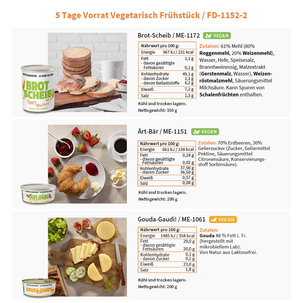 ration1 5-Tage-Notversorgung für Vegetarier, Fertiggerichte und Frühstück, MRE-Überlebensset, Notfallnahrung für Camping und Outdoor, Festival-Gadget- und Prepper-Versorgung, verzehrfertig und 10 Jahre haltbar – Bild 5