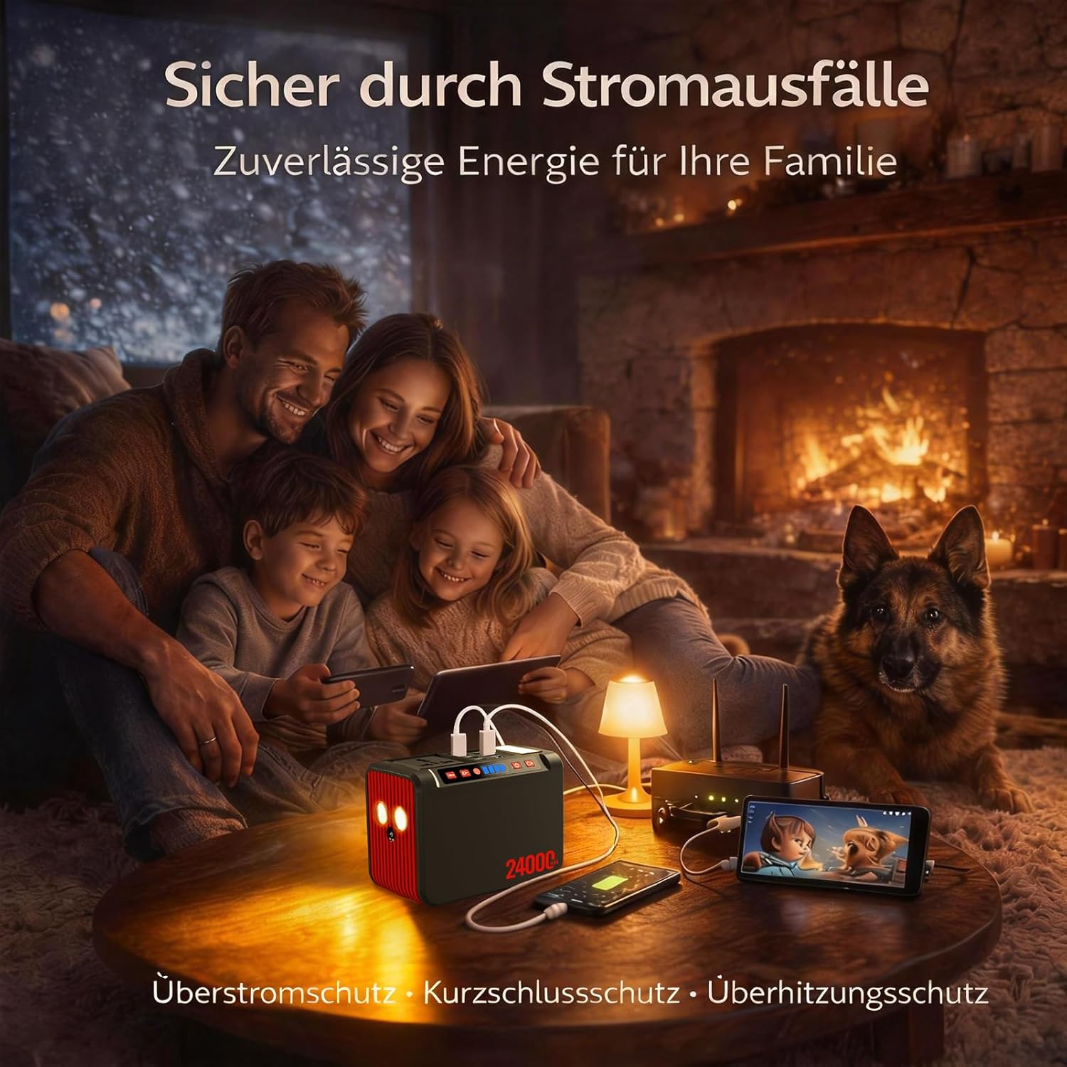 88 Wh tragbares Kraftwerk, 80 W Powerbank-Akku mit 230 V AC-Steckdose und LED-Taschenlampe, kleiner Generator für Stromausfälle, Camping, Notfälle, Wandern, Reisen – Bild 6