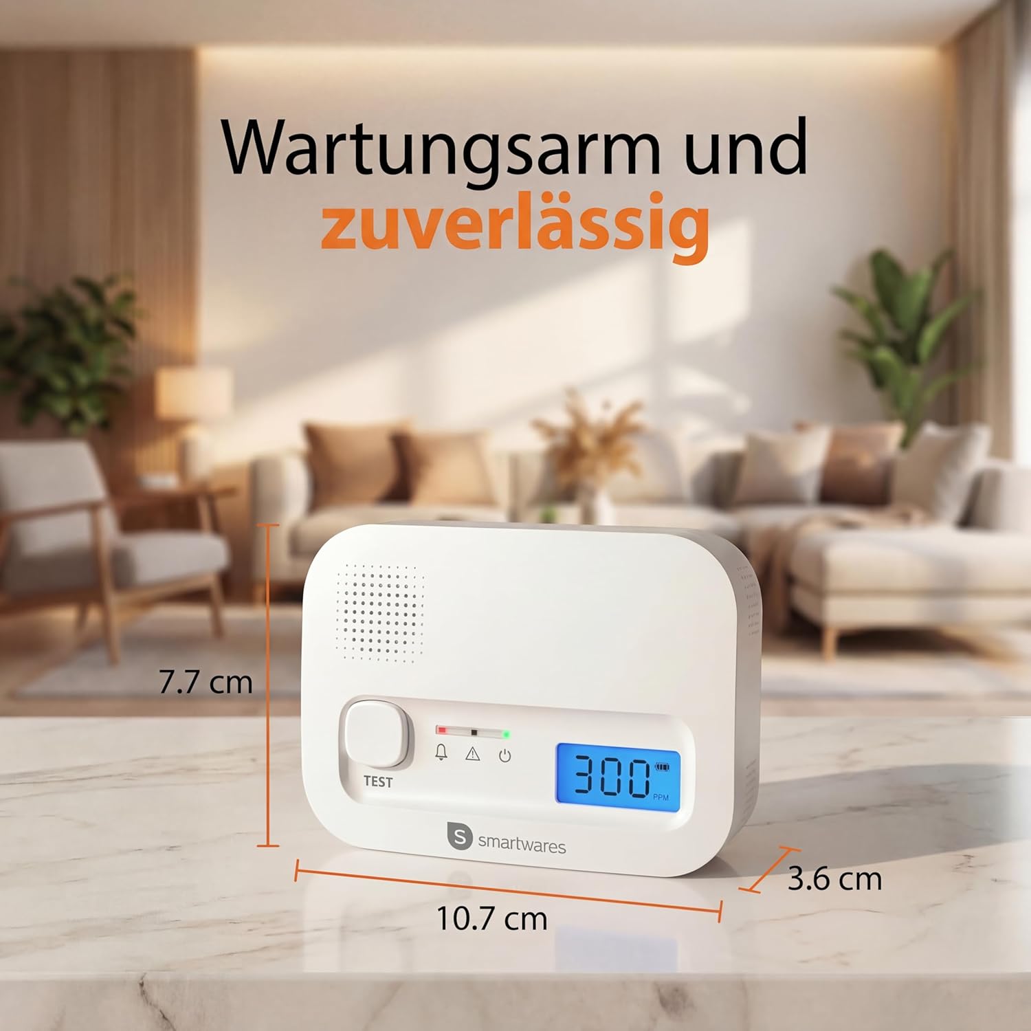 Smartwares Kohlenmonoxidmelder, 10 Jahre Sensor, 1,5 Testsiegerbewertung, mit Display und Testtaste – FGA-13041 – Bild 3