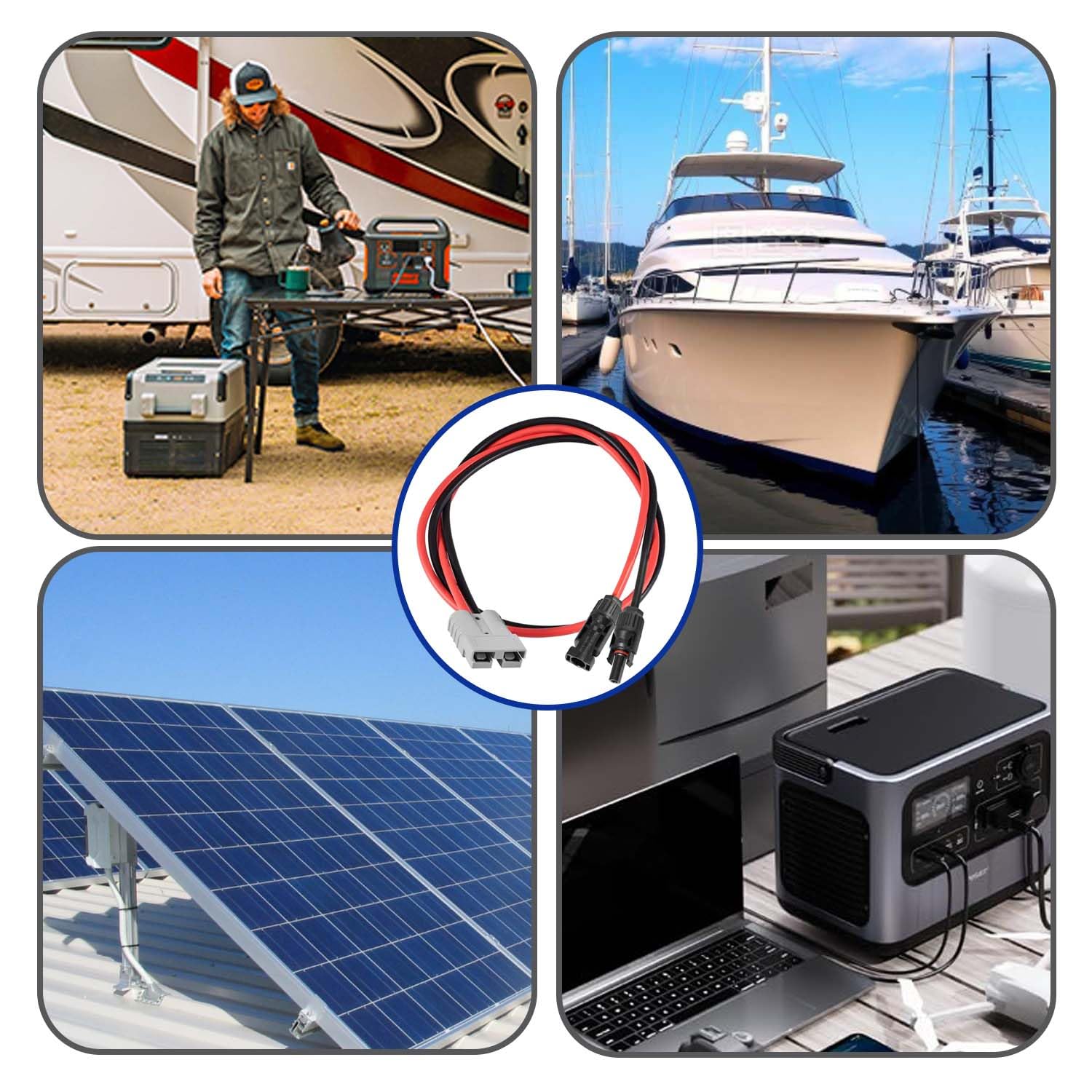 60 cm Solarstecker auf 50 A Anderson-Anschlusskabel, 10 AWG-Stecker für Solarmodulkabel, Solarpanel-Kabelsatz, Solarpanel-Verlängerungskabel für tragbare Generatoren, Energiespeicher, Wohnmobil – Bild 3