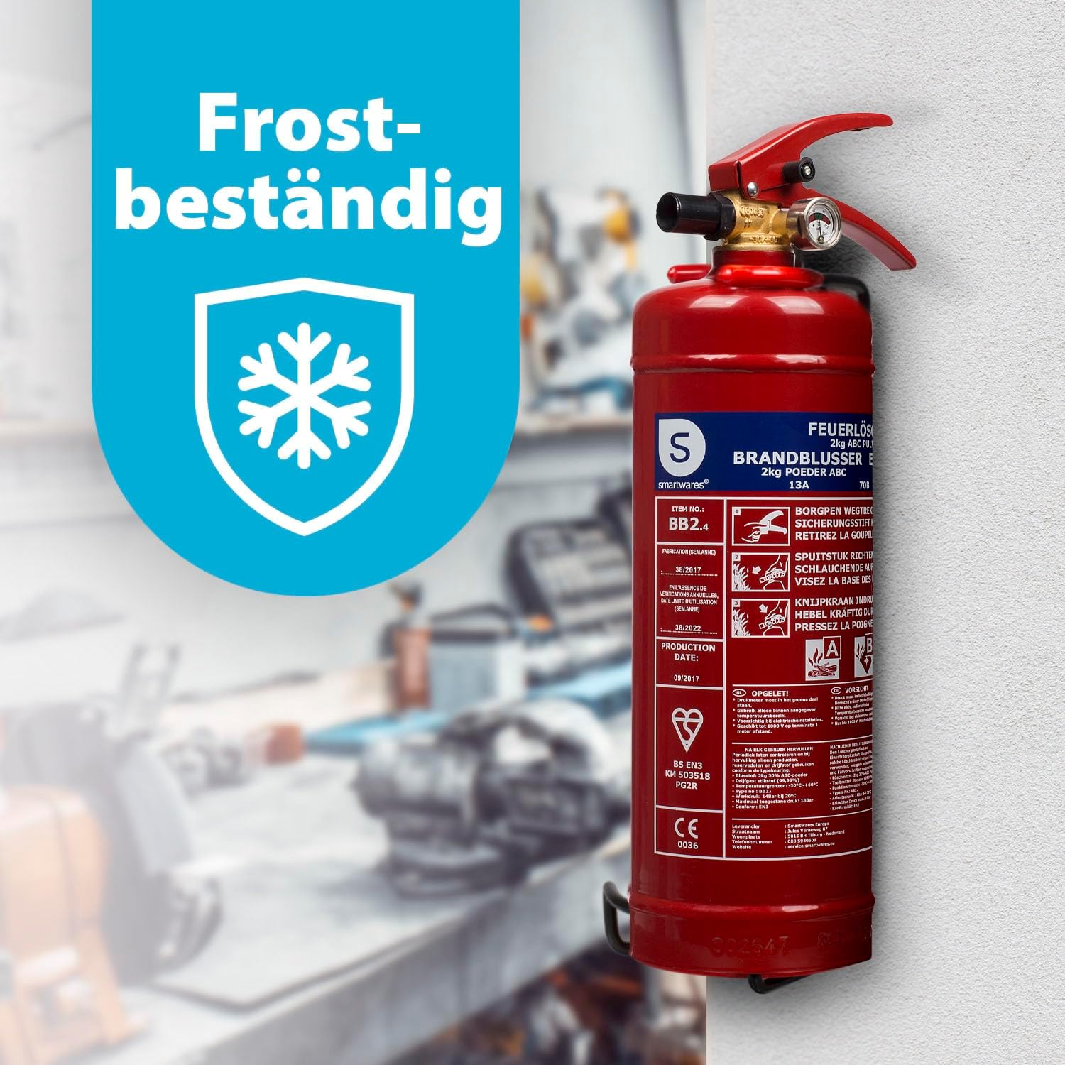 Smartwares Pulverlöscher – 2 kg – für ABC-Brände – mit Halterung – FEX-15127 – Bild 8