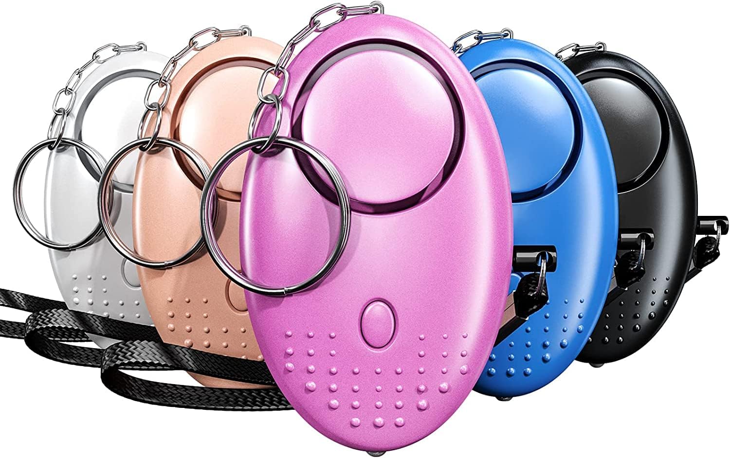 Persönlicher Notfallalarm (5 Stück) Qoosea Scream Safesound Alarm 140 dB LED-Taschenlampe für Kinder/Frauen/Senioren/Studenten, Selbstverteidigungsschutz gesichert