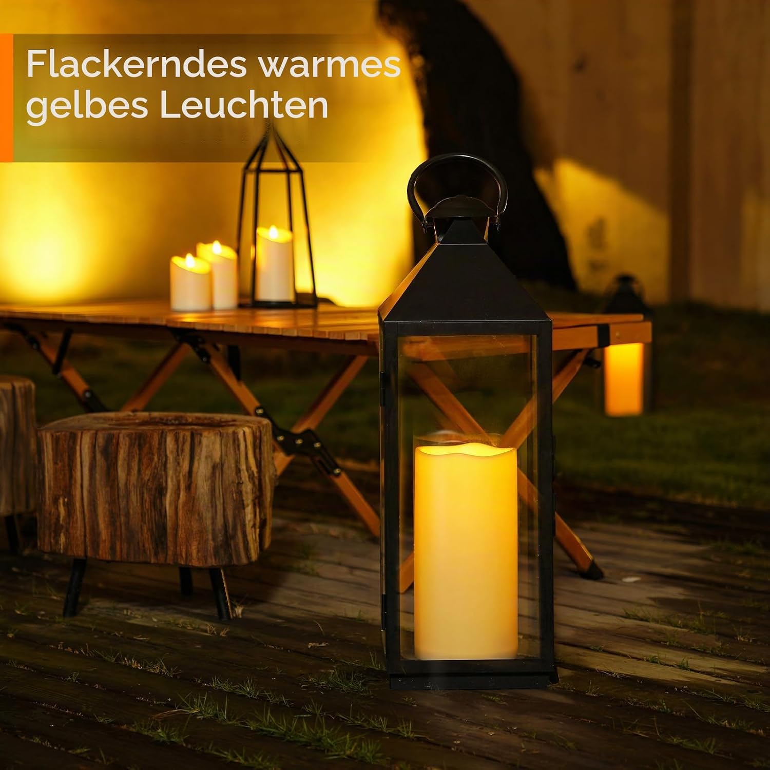 Homemory 15,2 x 30,5 cm große flammenlose Outdoor-Kerze, wasserdicht mit 6-Stunden-Timer, batteriebetriebene Kerze, elfenbeinfarbener Kunststoff, super lange Lebensdauer für ein halbes Jahr – Bild 6