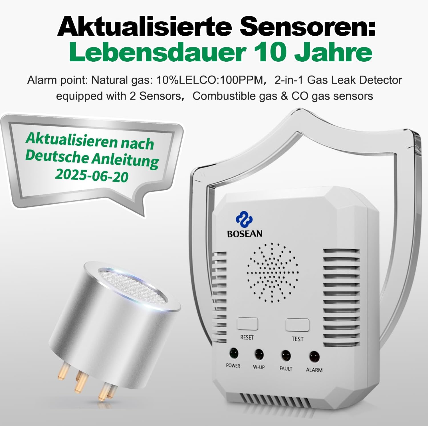 2-in-1-Gasleckdetektor, Kohlenmonoxiddetektor und Erdgasdetektor, CO-Detektor und Erdgas-Methan/Propan/Butan-Brenngasalarm für Küche, Tankstelle, Garage, Wohnmobil – Bild 3