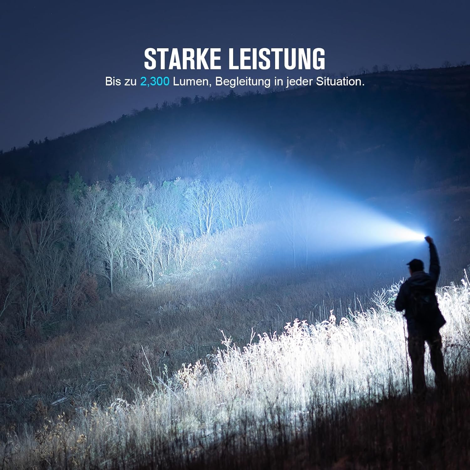 OLIGHT Warrior 3S Taktische Taschenlampe, 2300 Lumen, extrem hell mit 5 Modi, USB wiederaufladbar, mit Abstandssensor, IPX8 wasserdicht, für Camping, Wandern, Überleben und Suche (schwarz) – Bild 2